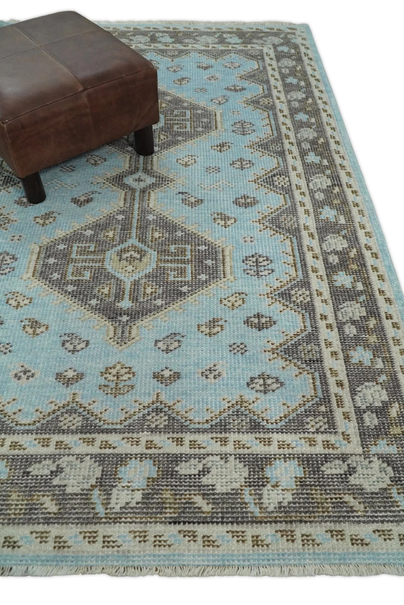 Hand knotted 4x6 Persian Blue and Brown Antique Vintage Wool Area Rug  | TRD242846 - Image 3