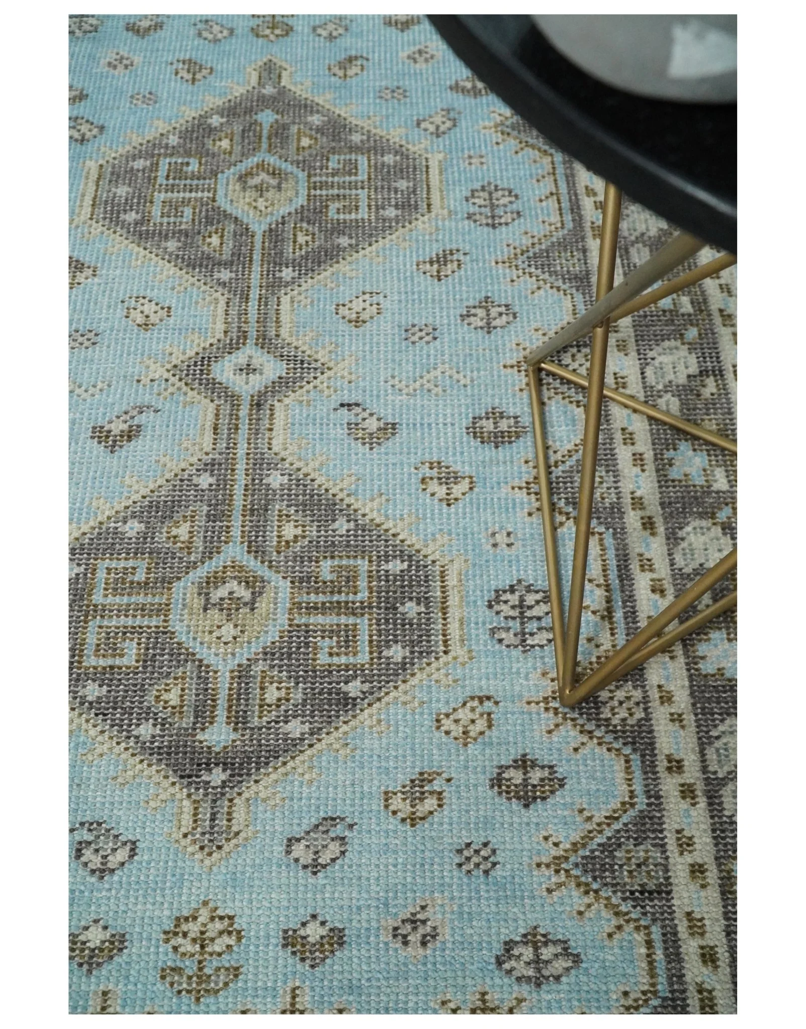 Hand knotted 4x6 Persian Blue and Brown Antique Vintage Wool Area Rug  | TRD242846 - Image 4