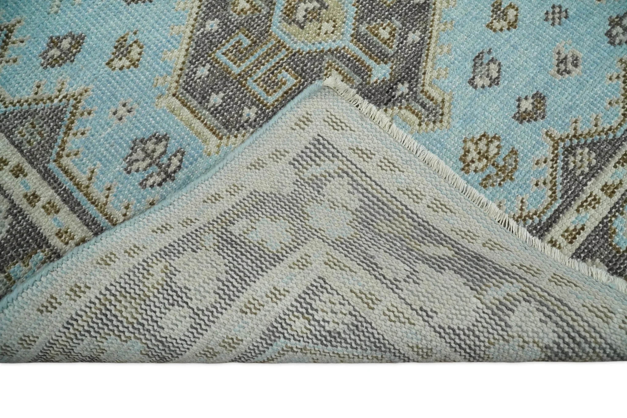 Hand knotted 4x6 Persian Blue and Brown Antique Vintage Wool Area Rug  | TRD242846 - Image 8