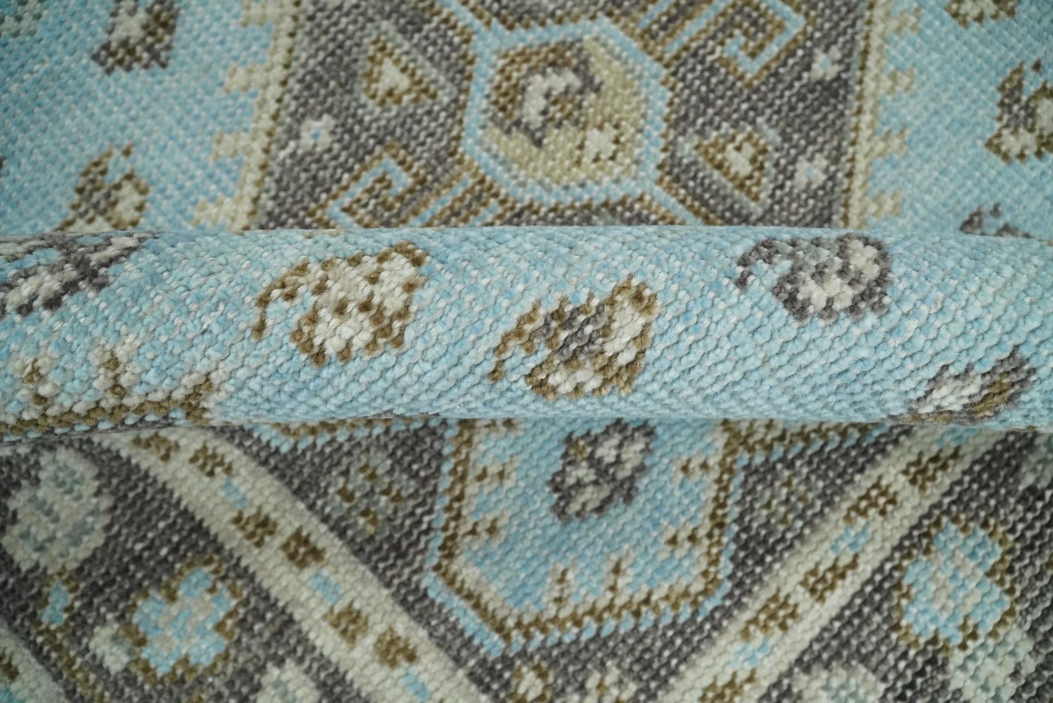 Hand knotted 4x6 Persian Blue and Brown Antique Vintage Wool Area Rug  | TRD242846 - Image 9
