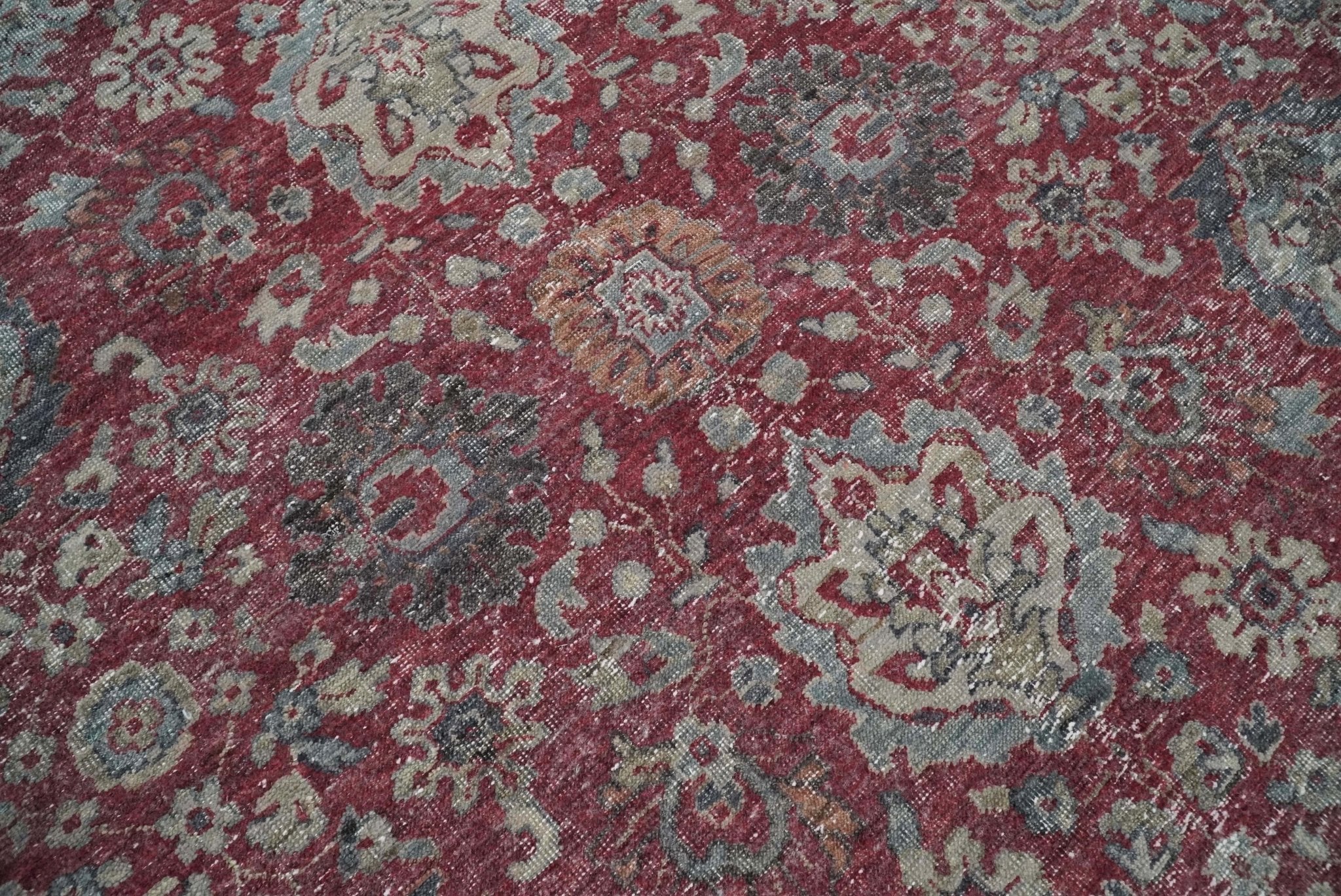 Vintage Hand Knotted 8x10 Traditional Oxidized Textured Low Pile Wool Rug | TRD2122810 - Image 4
