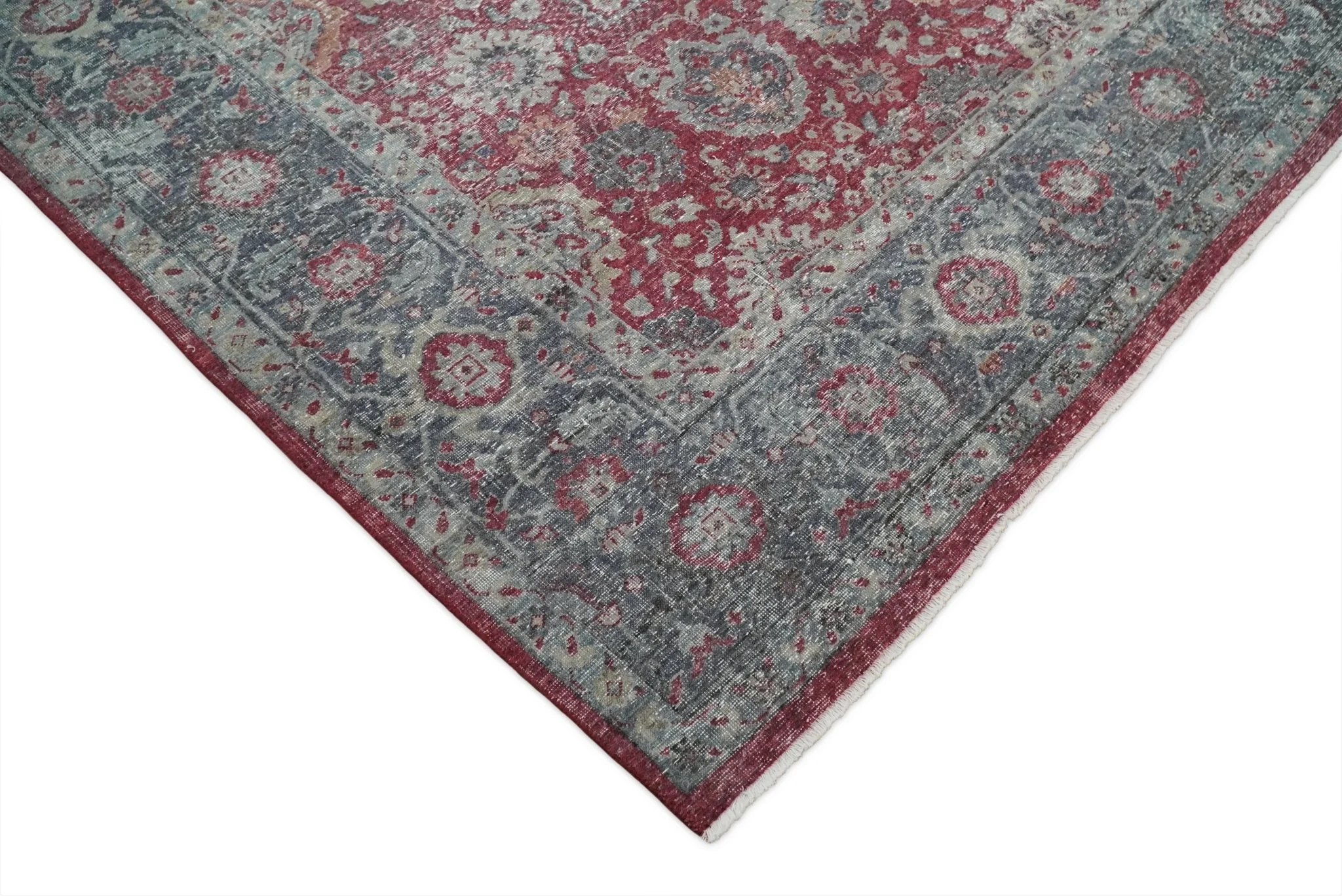 Vintage Hand Knotted 8x10 Traditional Oxidized Textured Low Pile Wool Rug | TRD2122810 - Image 5
