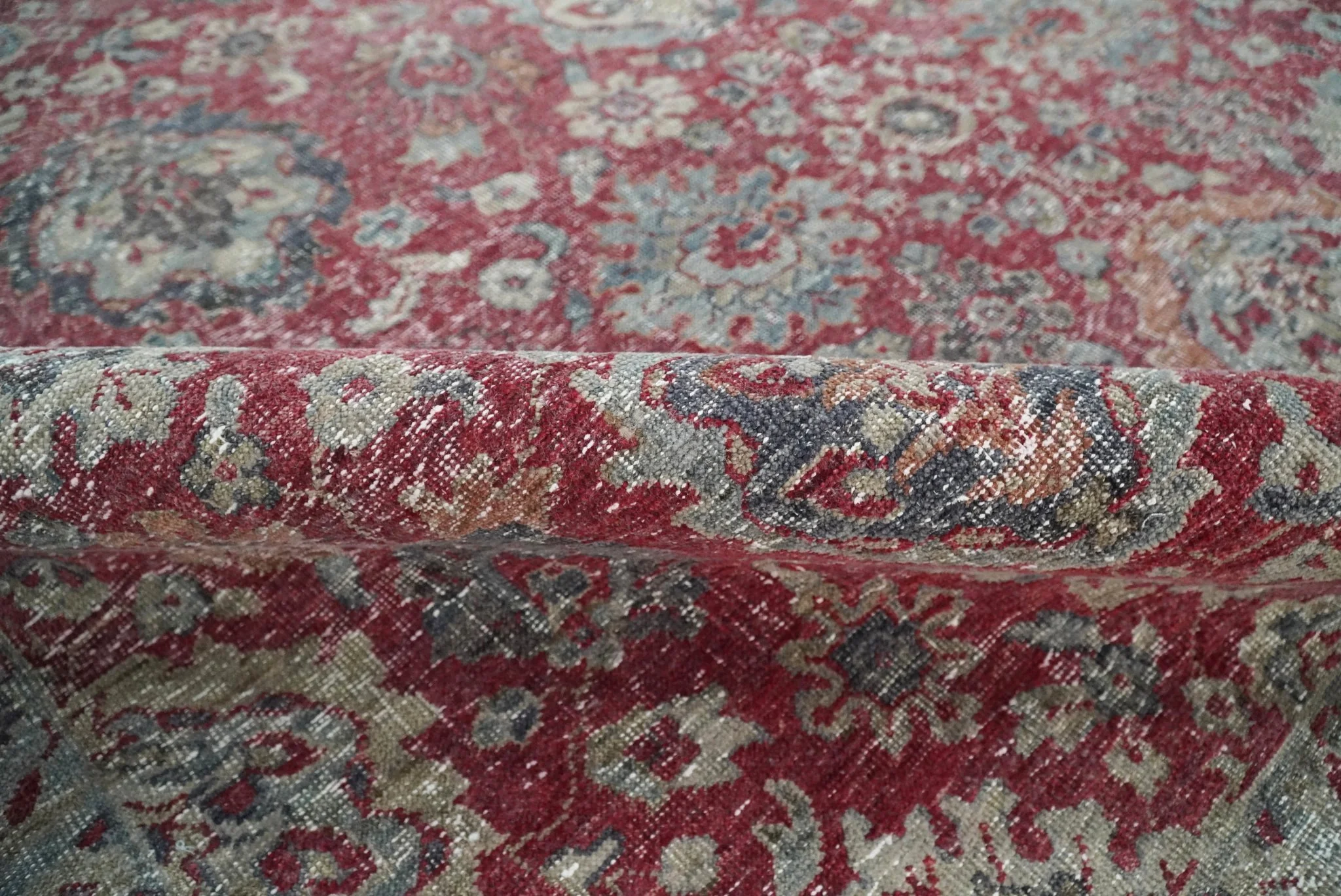 Vintage Hand Knotted 8x10 Traditional Oxidized Textured Low Pile Wool Rug | TRD2122810 - Image 7