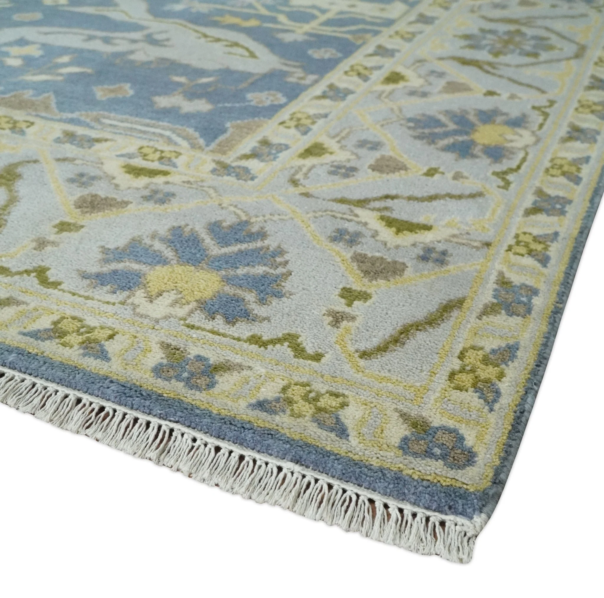 Hand Knotted 8x10 Vintage style Oriental Oushak Gray, Silver and Beige Wool Area Rug - Image 5