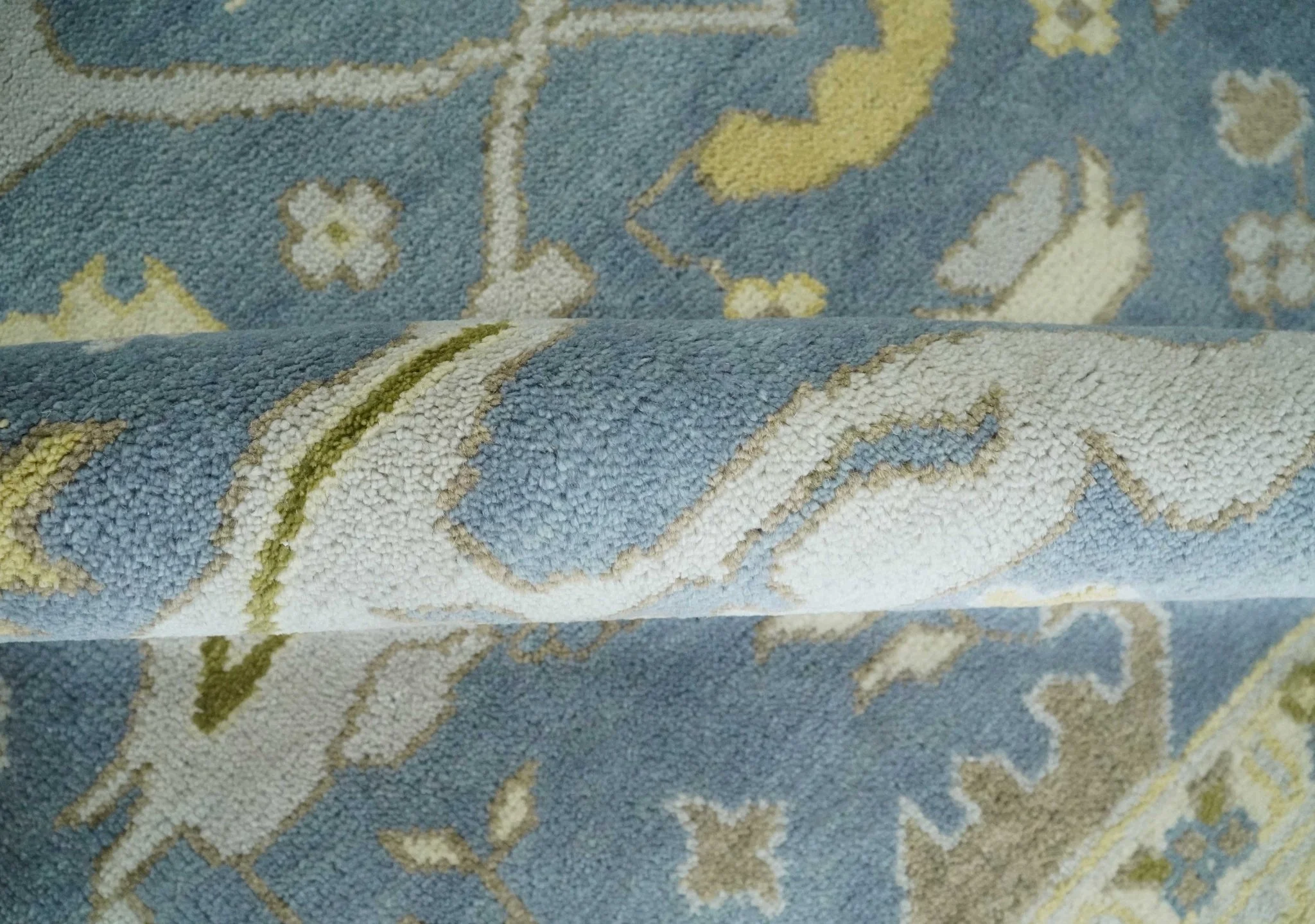 Hand Knotted 8x10 Vintage style Oriental Oushak Gray, Silver and Beige Wool Area Rug - Image 6