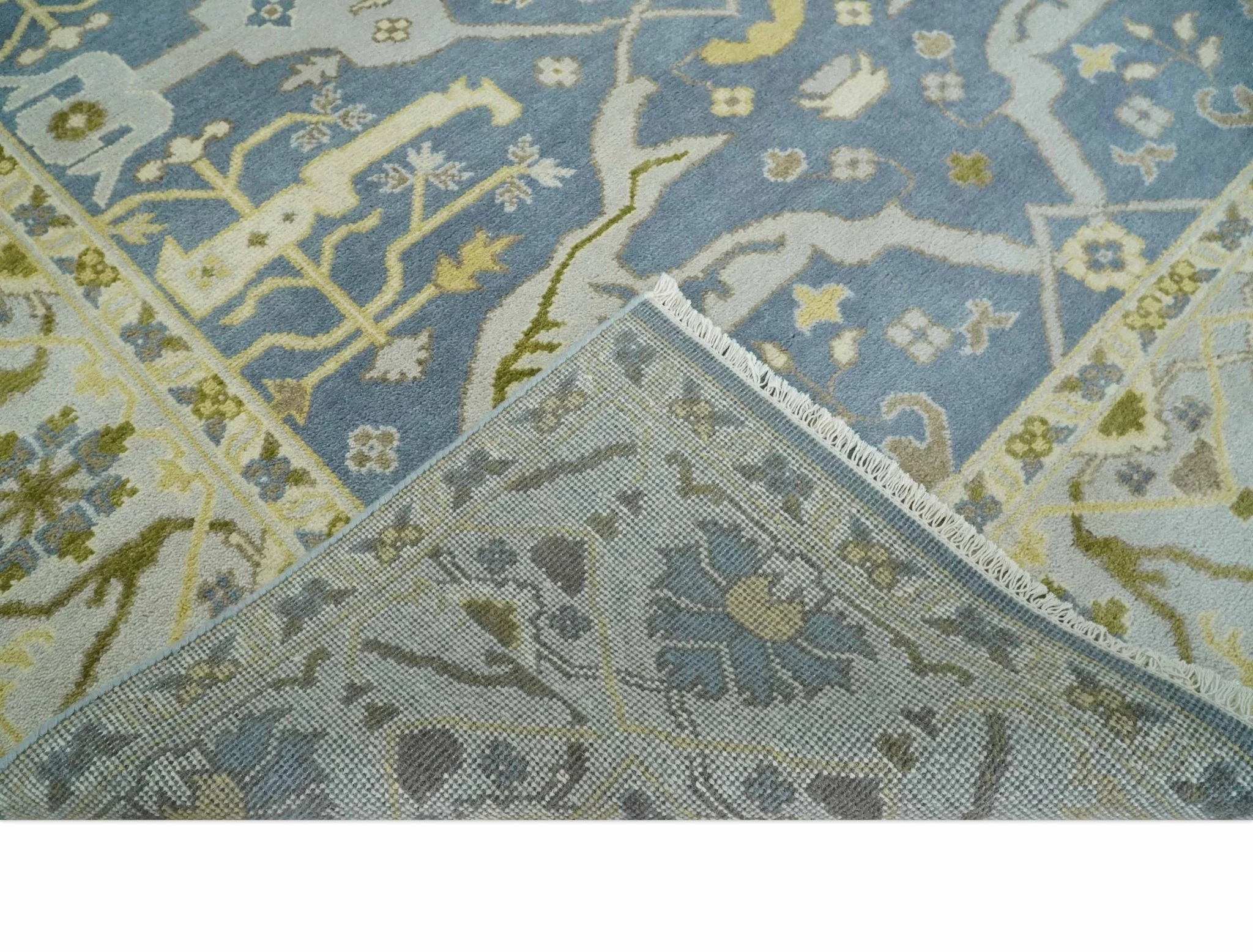 Hand Knotted 8x10 Vintage style Oriental Oushak Gray, Silver and Beige Wool Area Rug - Image 7