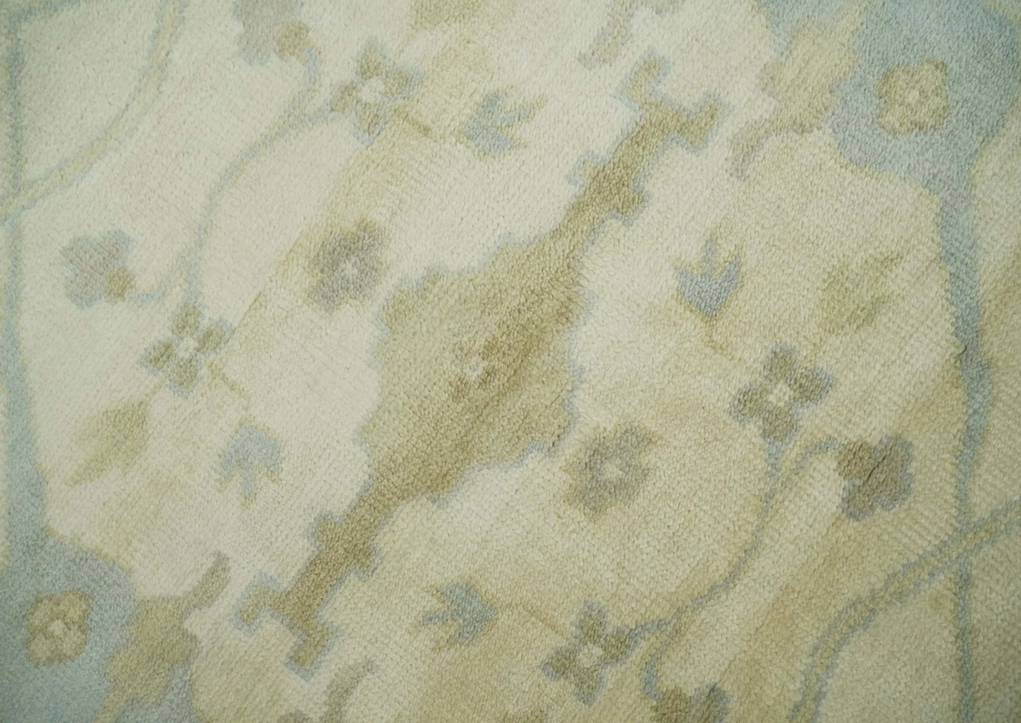Hand Knotted 8x8 Oriental Oushak Ivory, Beige and Gray Wool Area Rug - Image 4