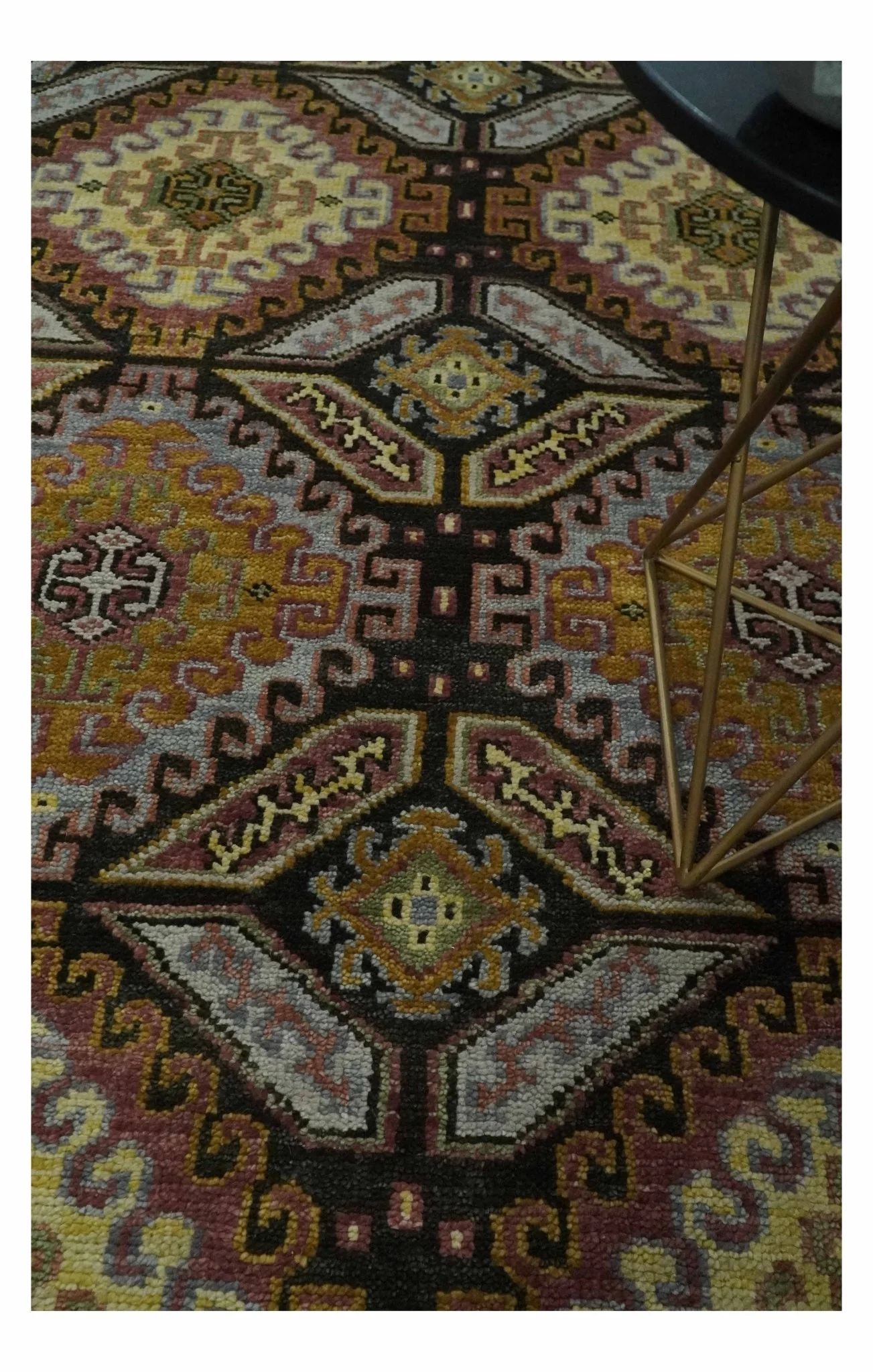 Hand Knotted 9x12 Olive,  Gold, Black and Brown Oriental Traditional Wool Area Rug - Image 2