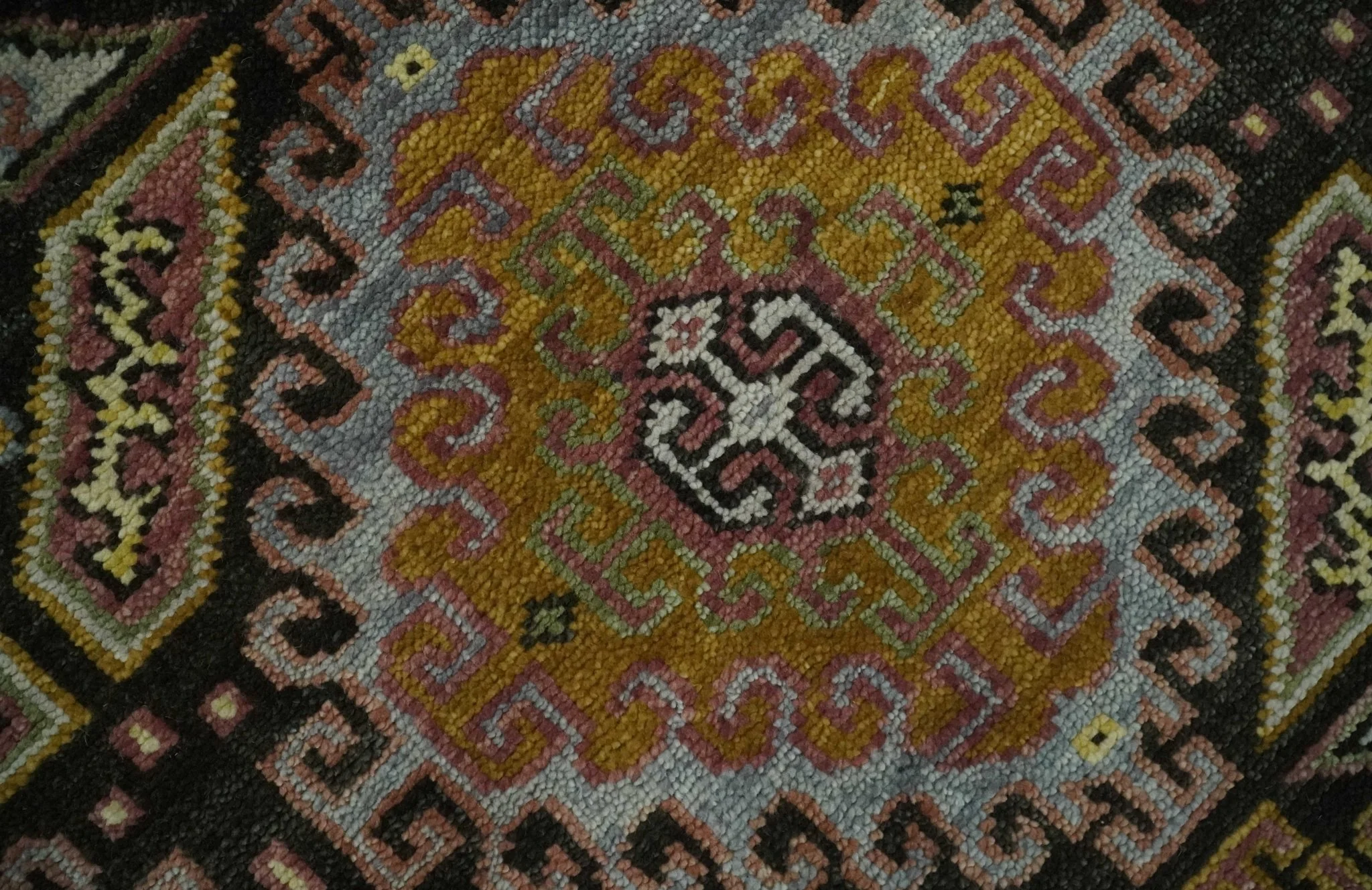 Hand Knotted 9x12 Olive,  Gold, Black and Brown Oriental Traditional Wool Area Rug - Image 4