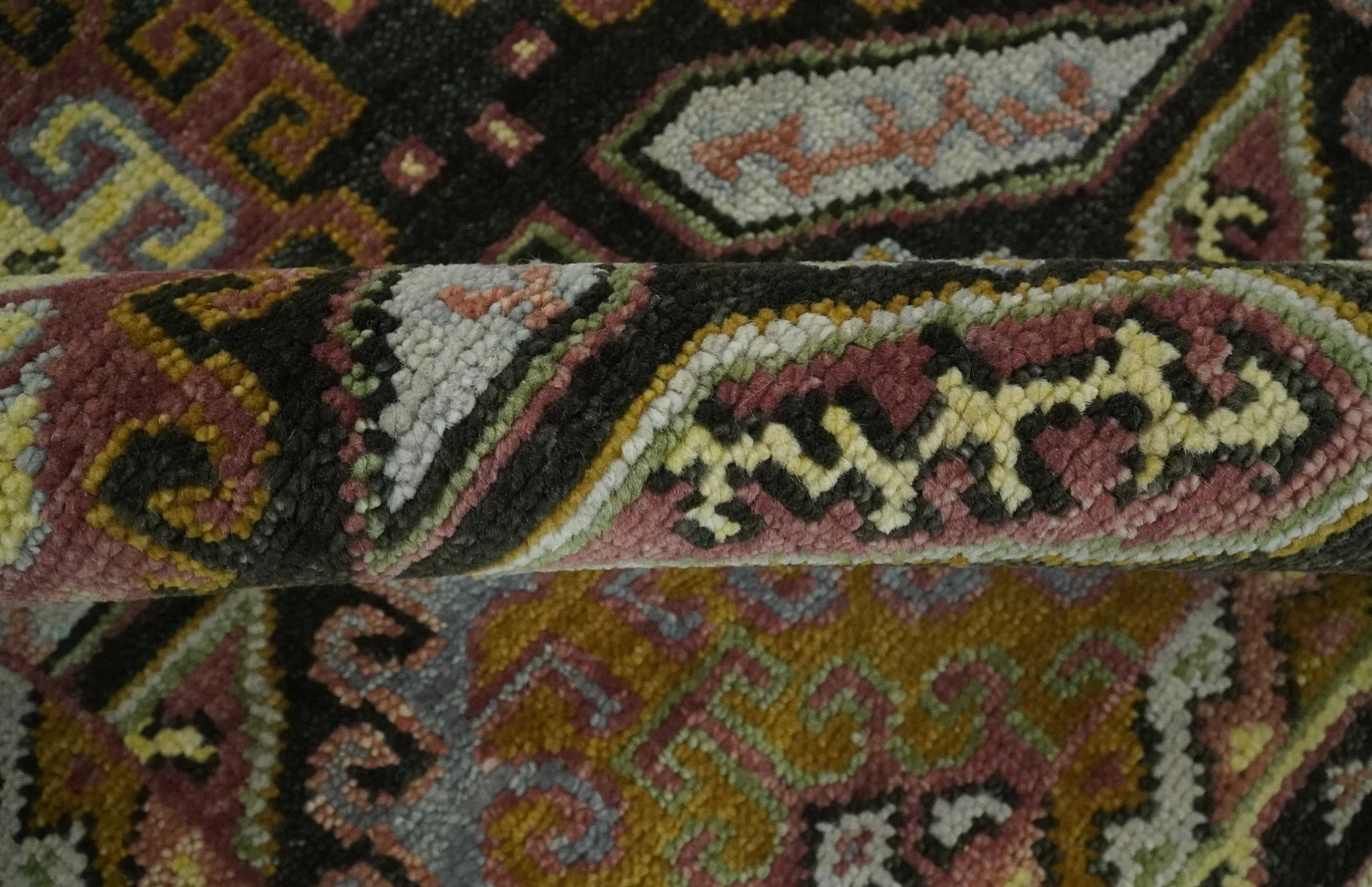 Hand Knotted 9x12 Olive,  Gold, Black and Brown Oriental Traditional Wool Area Rug - Image 6