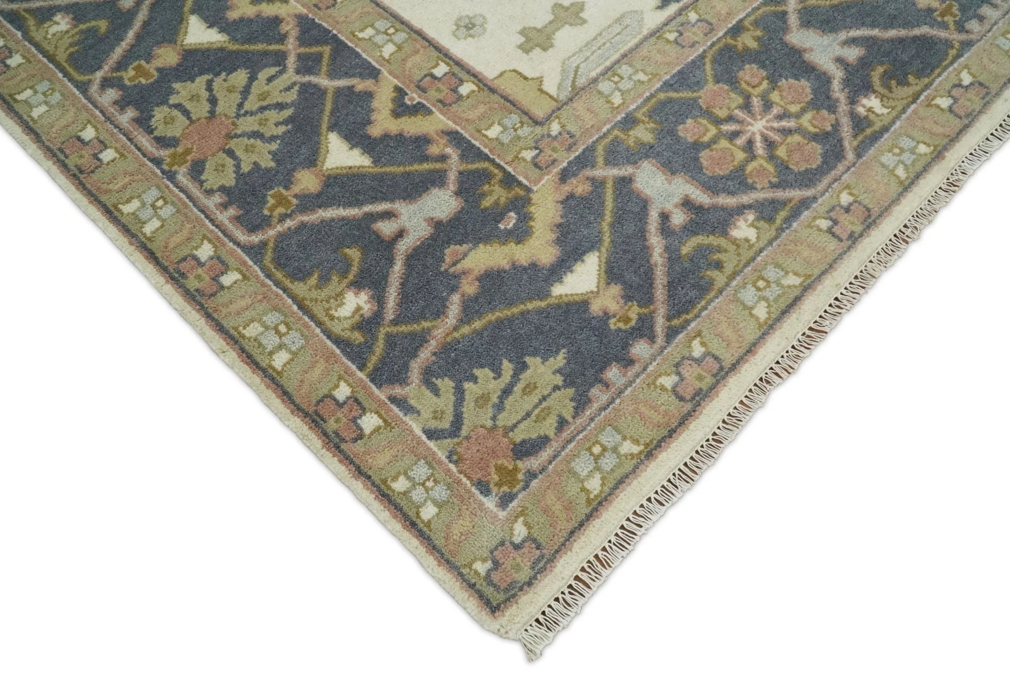 Hand Knotted 9x12 Persian Oushak Beige and Charcoal Wool Large Rug | TRDCP82912 - Image 5
