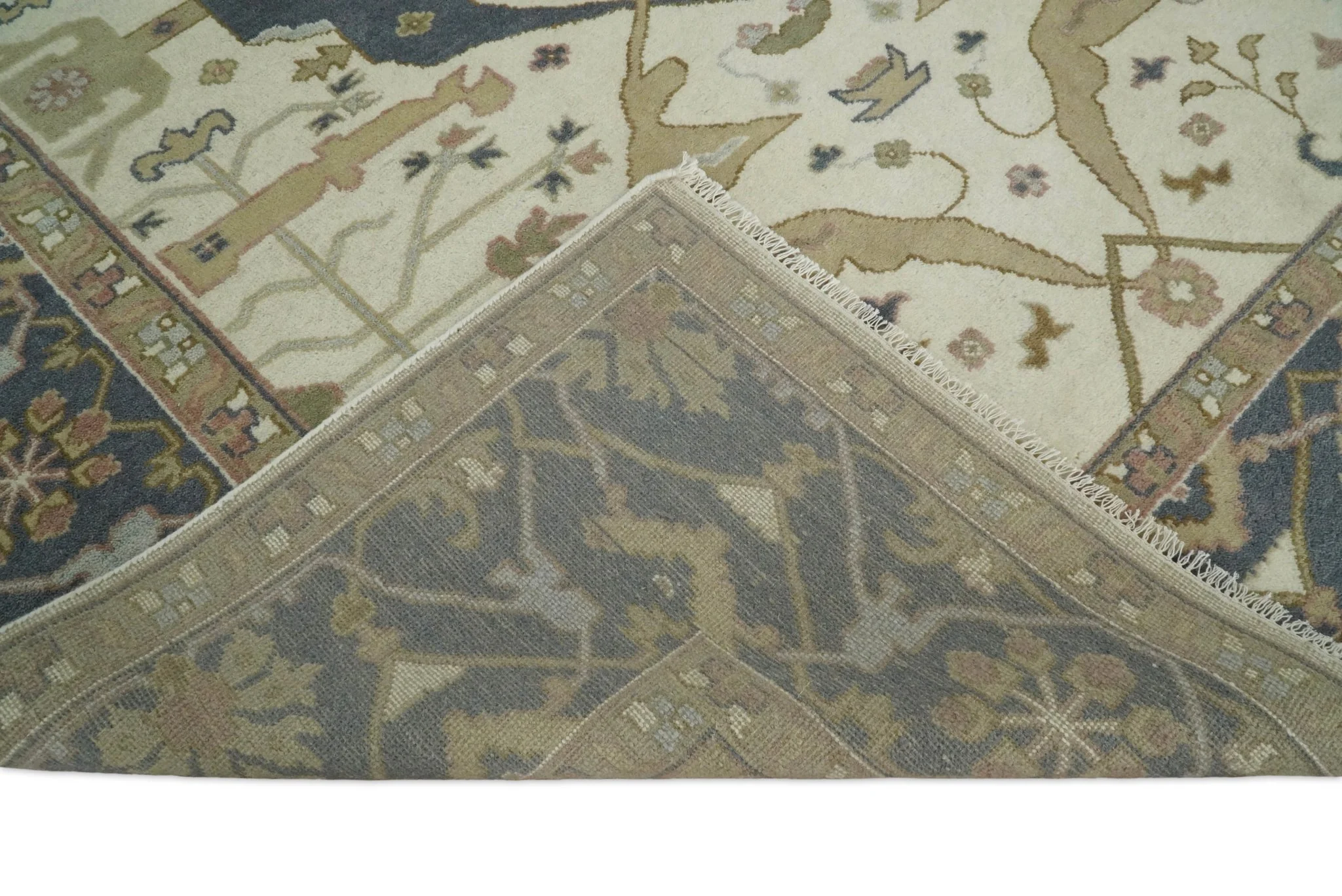 Hand Knotted 9x12 Persian Oushak Beige and Charcoal Wool Large Rug | TRDCP82912 - Image 8