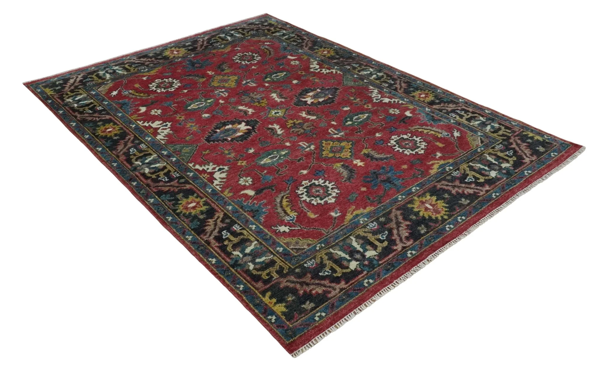 9x12 Antique Hand Knotted Rust and Charcoal Traditional Oushak Wool Area Rug | TRDCP1371912 - Image 10