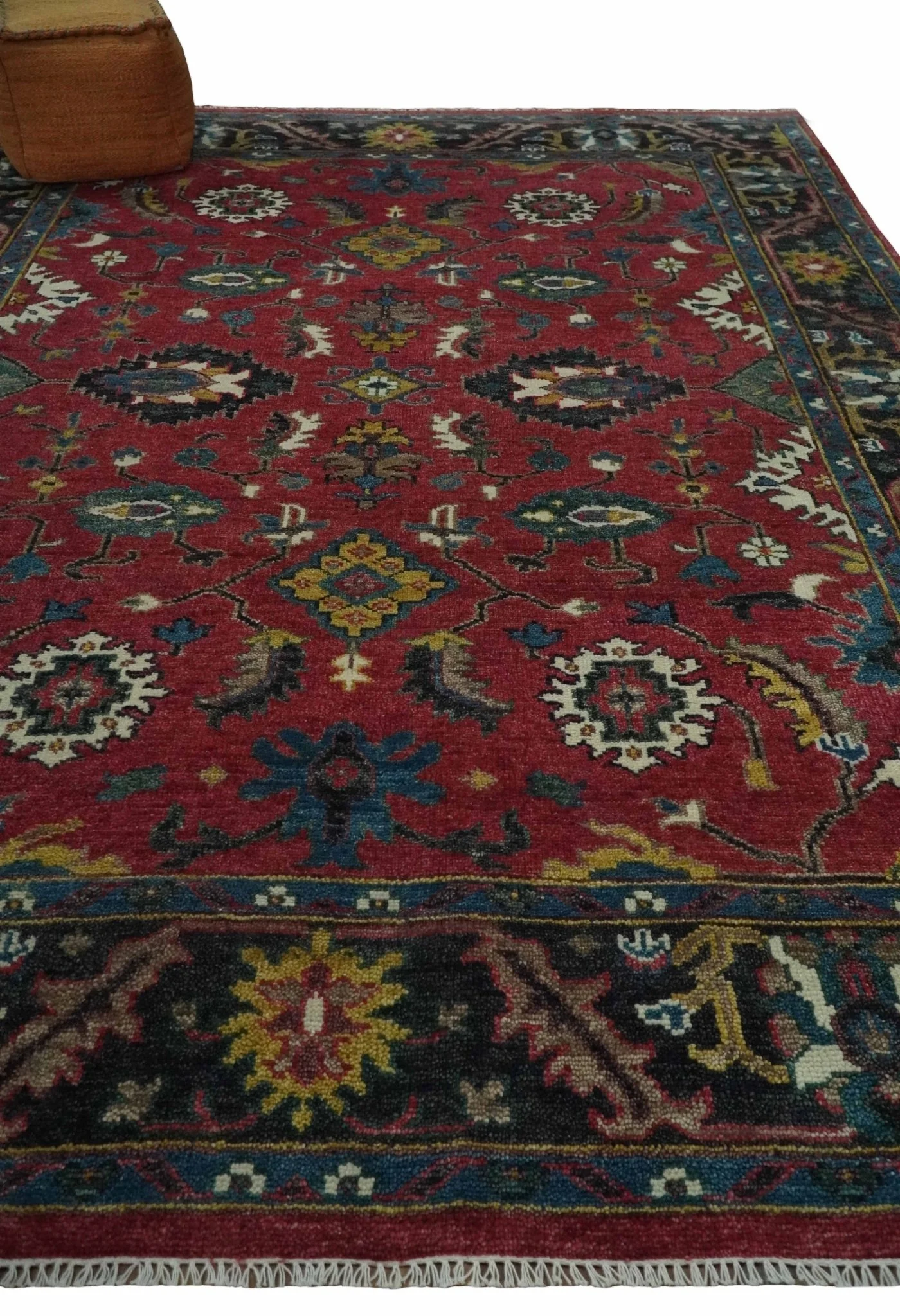 9x12 Antique Hand Knotted Rust and Charcoal Traditional Oushak Wool Area Rug | TRDCP1371912 - Image 3
