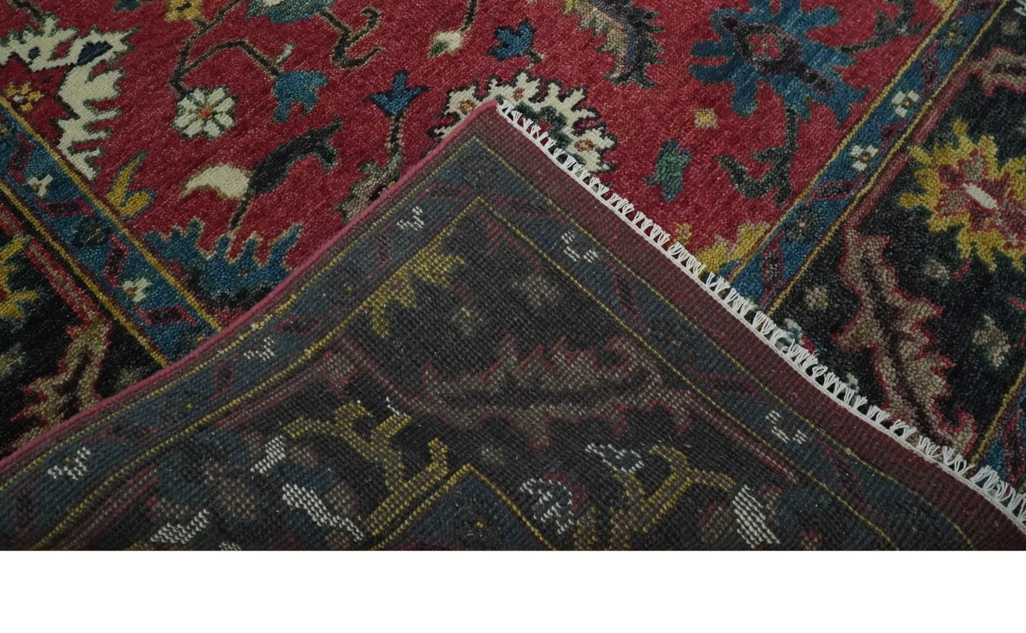 9x12 Antique Hand Knotted Rust and Charcoal Traditional Oushak Wool Area Rug | TRDCP1371912 - Image 7