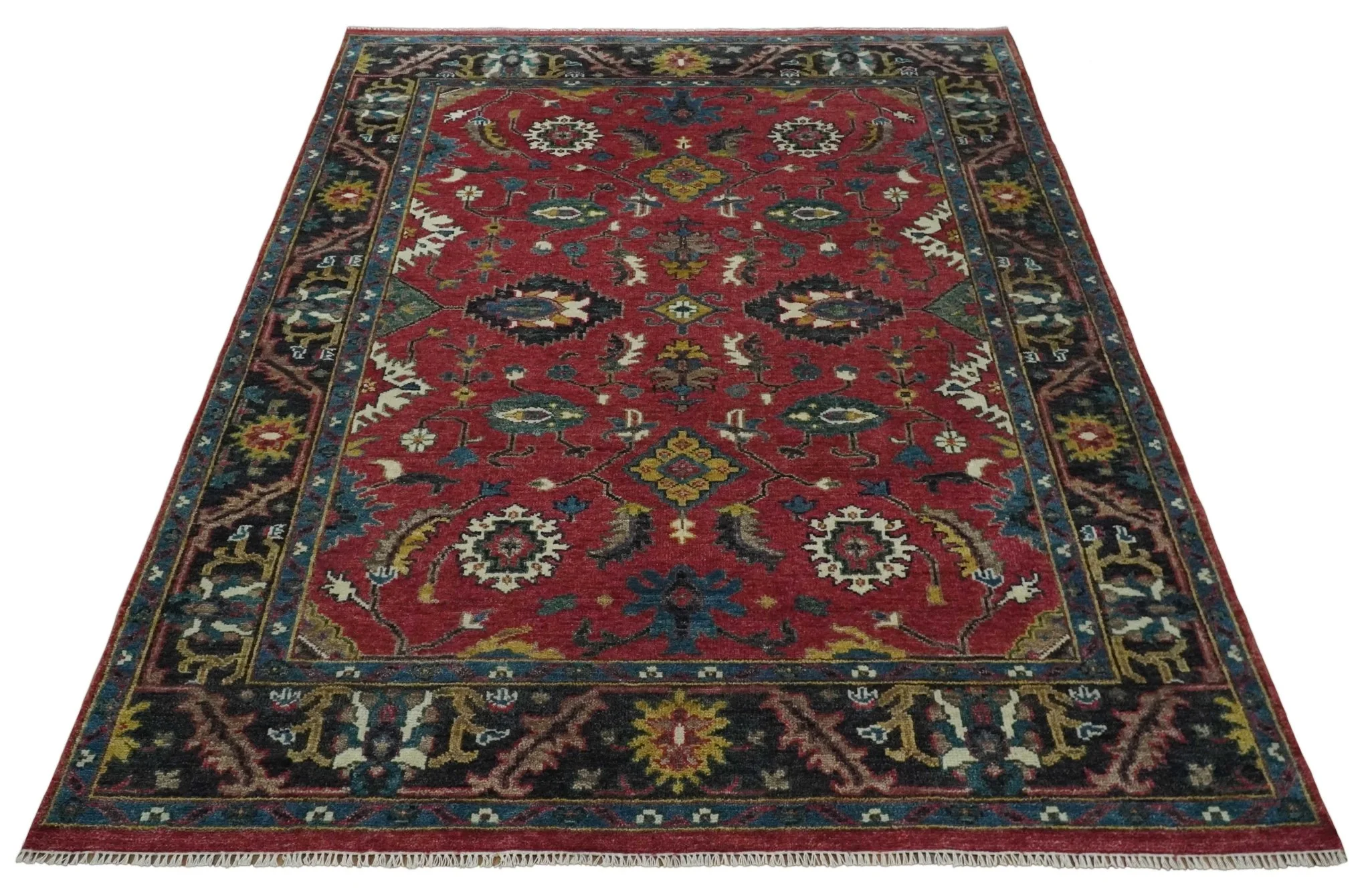 9x12 Antique Hand Knotted Rust and Charcoal Traditional Oushak Wool Area Rug | TRDCP1371912 - Image 9