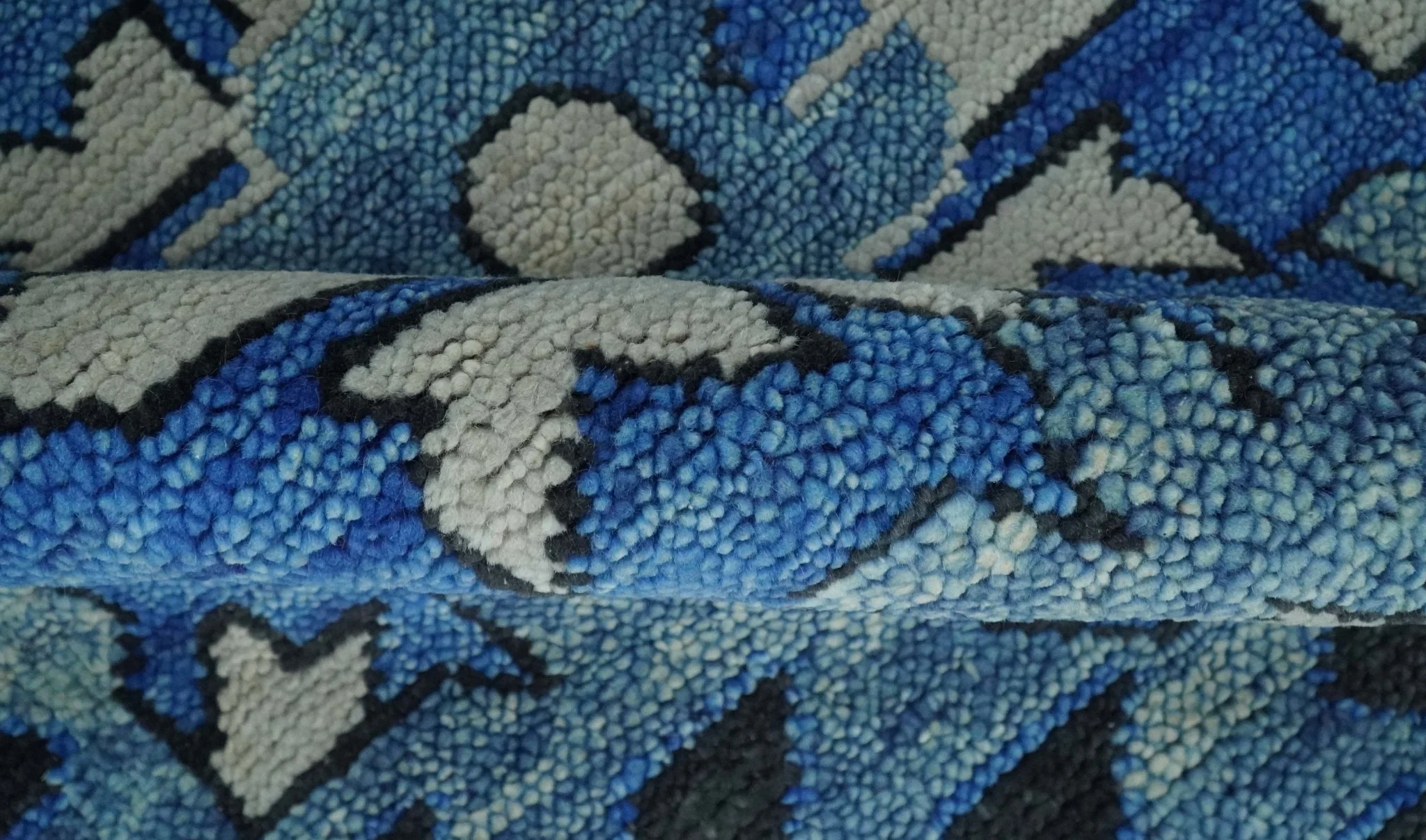 Blue, Black and Ivory Hand Knotted Antique Traditional Heriz Serapi Multi Size Wool Area Rug - Image 6