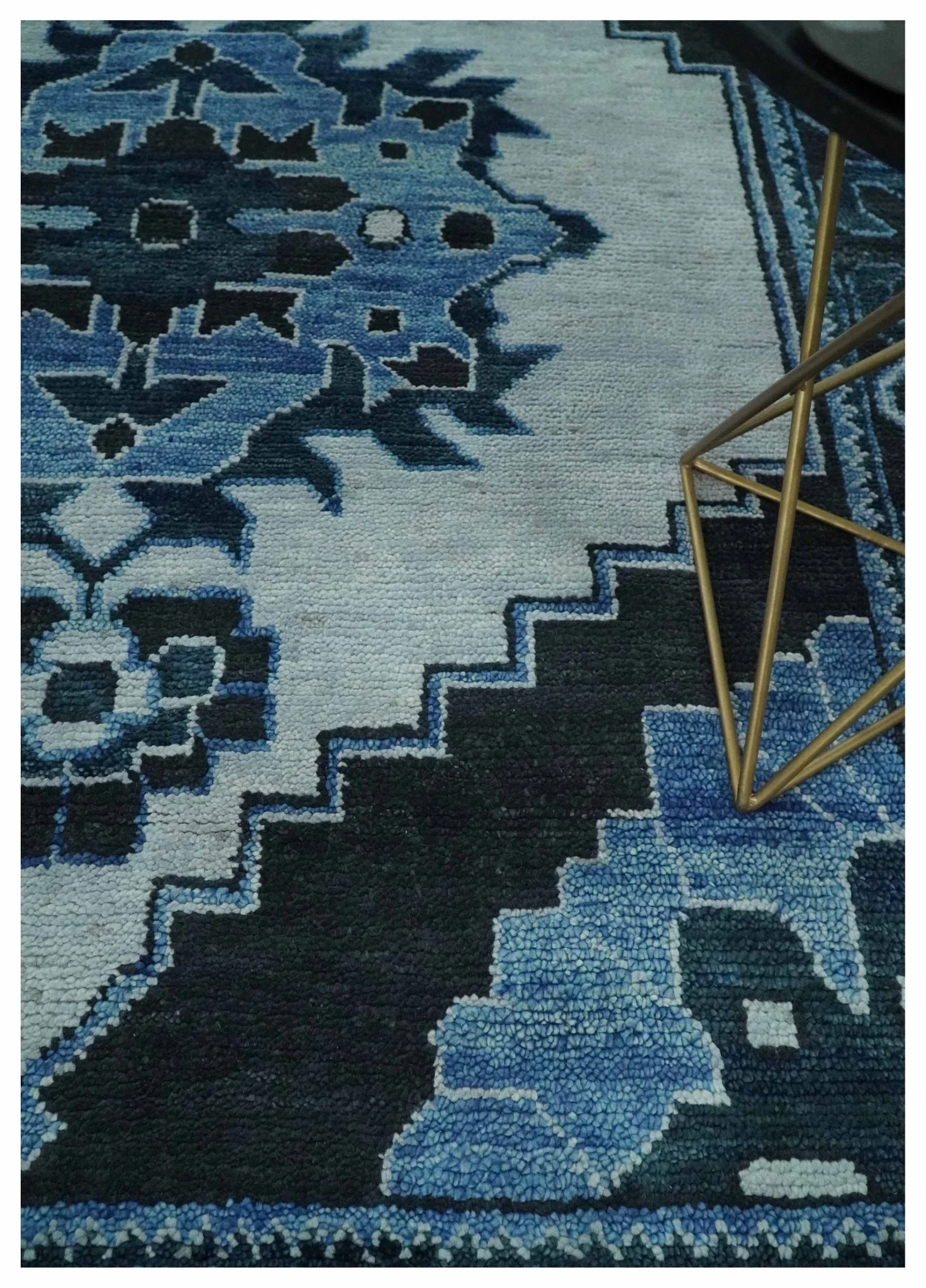 Hand Knotted Antique 8x10 Silver, Blue and Black Traditional Heriz Serapi Wool Rug | TRDCP873810 - Image 2