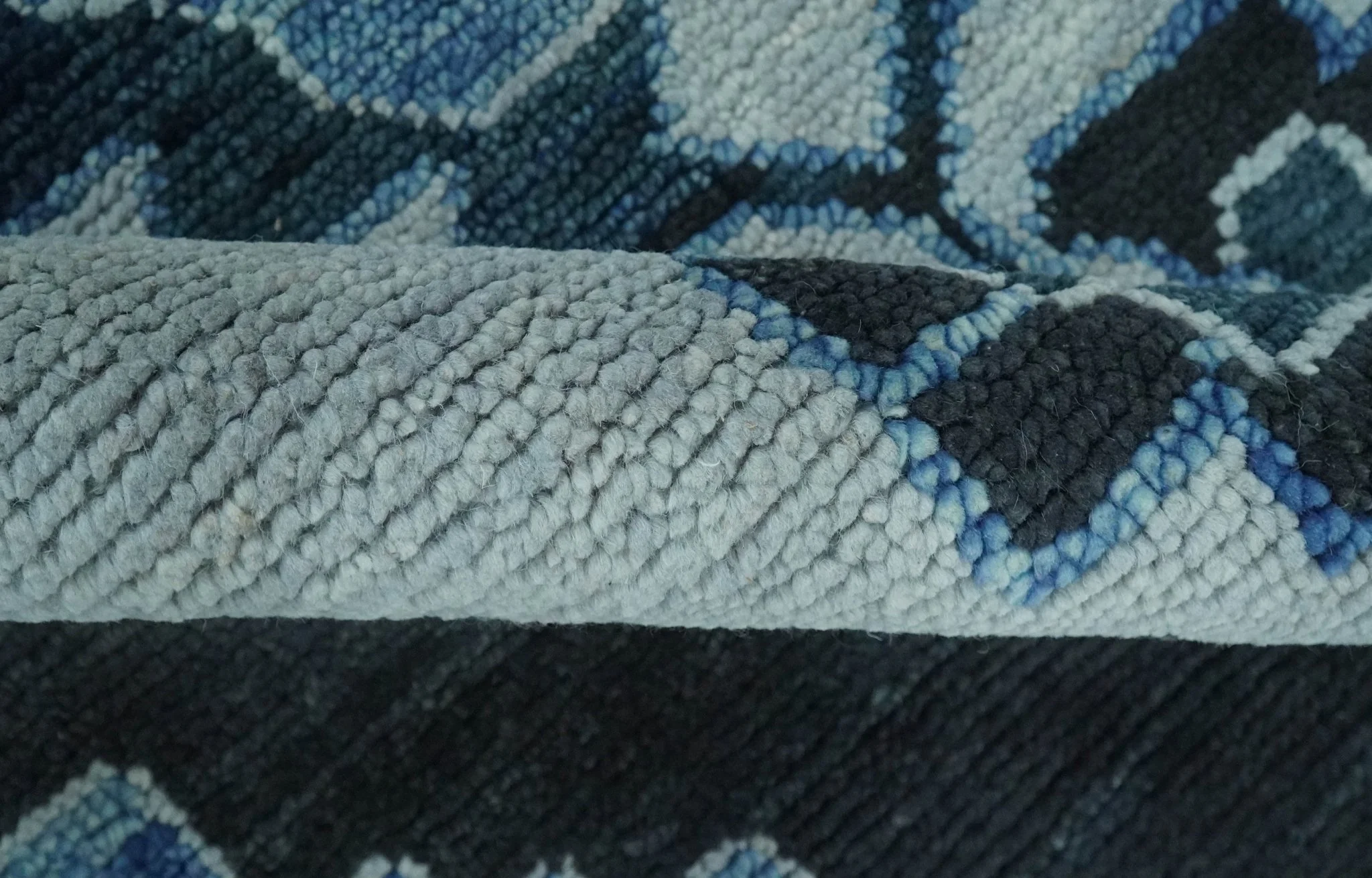 Hand Knotted Antique 8x10 Silver, Blue and Black Traditional Heriz Serapi Wool Rug | TRDCP873810 - Image 6