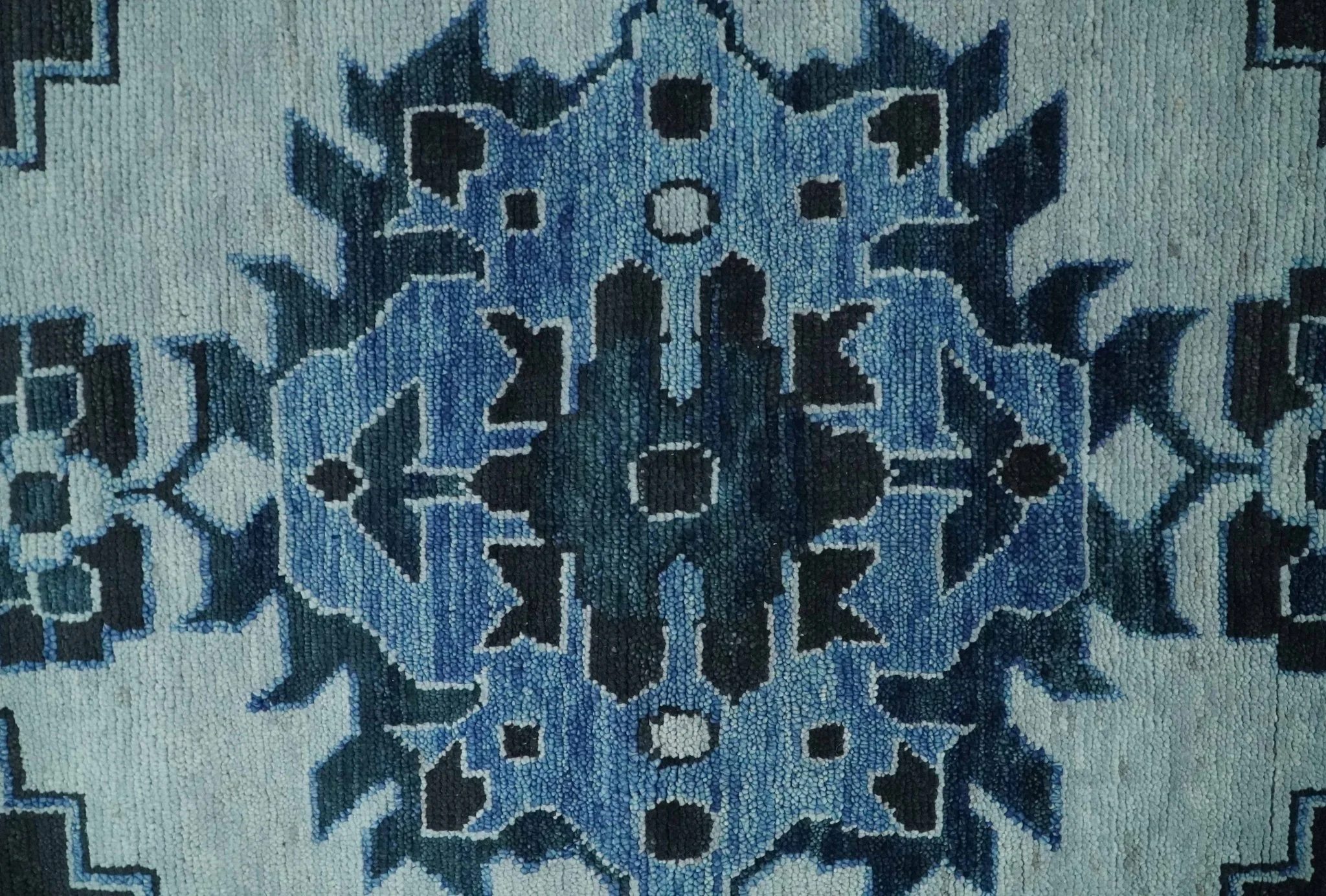 Hand Knotted Antique 8x10 Silver, Blue and Black Traditional Heriz Serapi Wool Rug | TRDCP873810 - Image 9