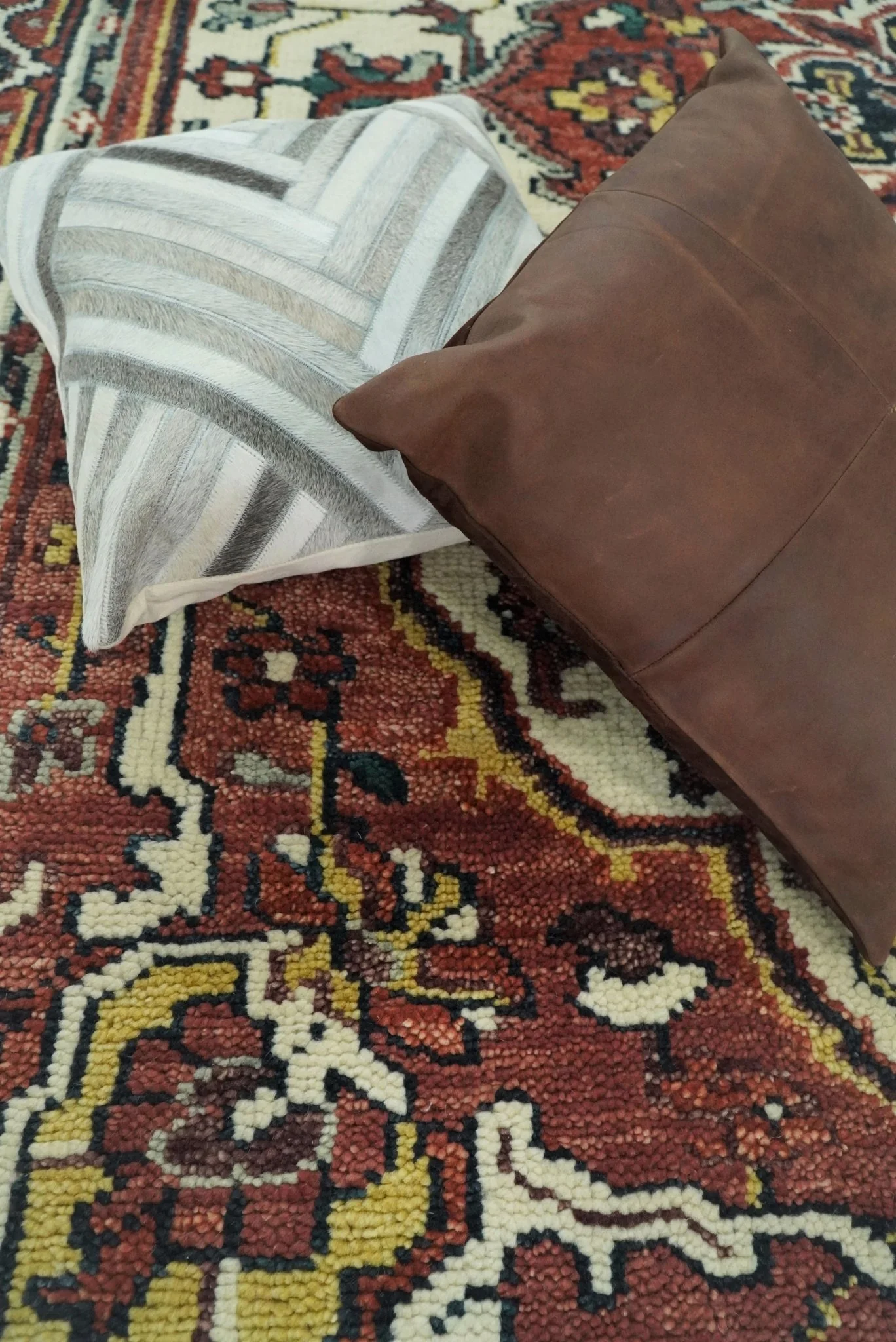 Ivory and Rust Traditional Heriz Medallion Hand Knotted Multi Size wool Area Rug - Image 8