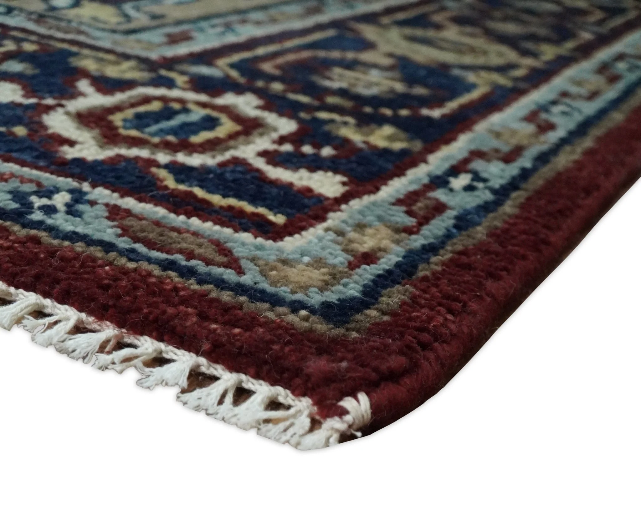 Hand Knotted Antique 8x10 Maroon and brown Traditional Heriz Vintage Style Area Rug | TRDC434810 - Image 8