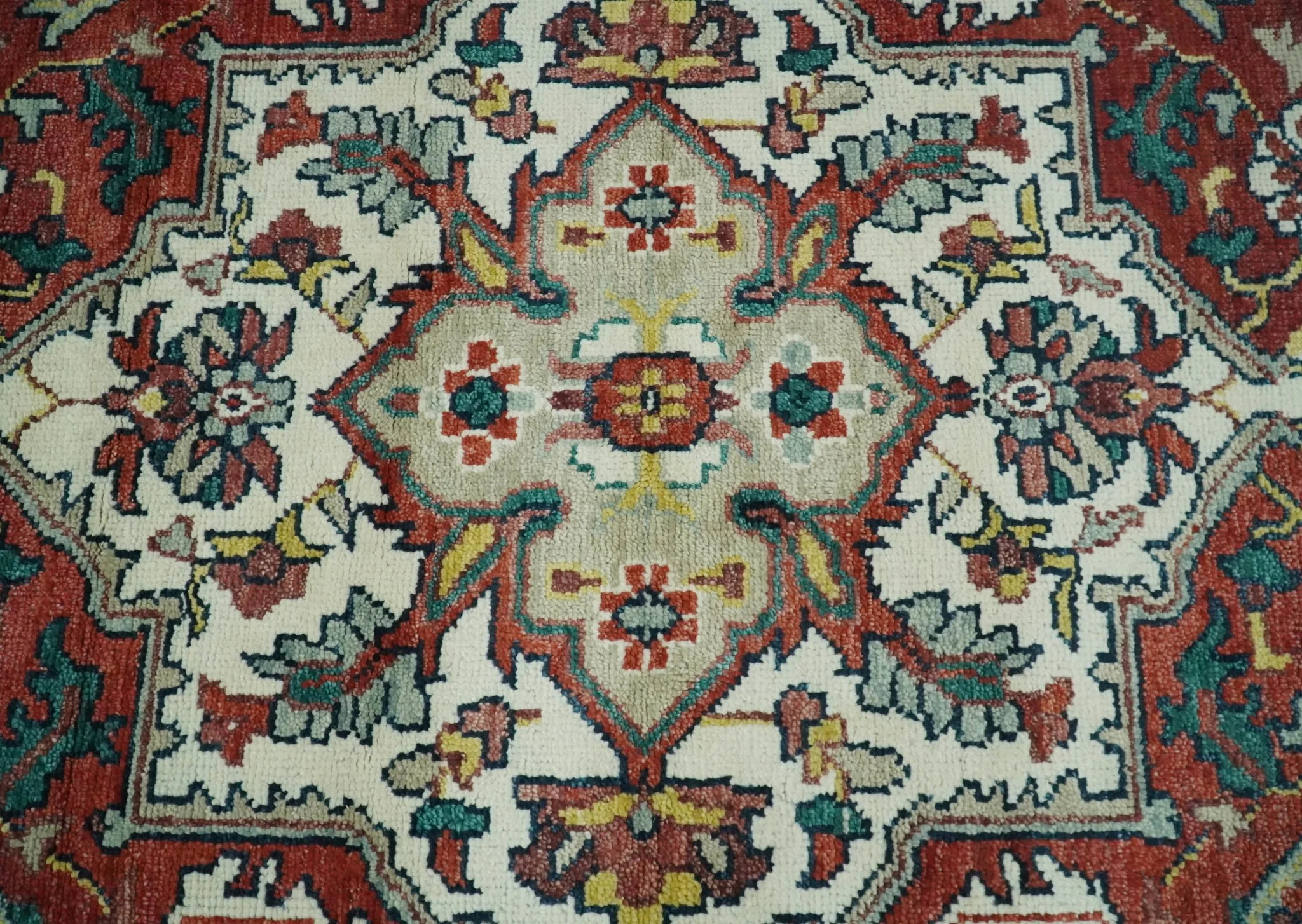 Hand Knotted Antique 8x10 Red and Ivory Traditional Persian Vintage Style Area Rug | TRDC5541014 - Image 5