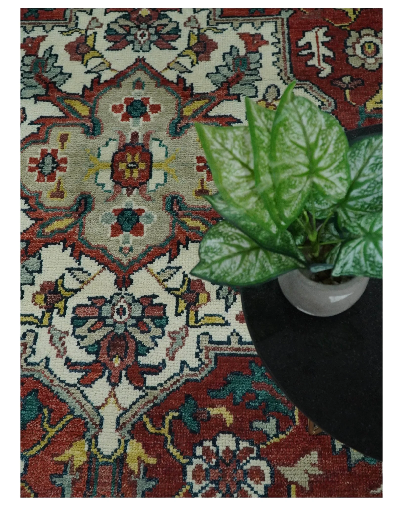 Hand Knotted Antique 8x10 Red and Ivory Traditional Persian Vintage Style Area Rug | TRDC5541014 - Image 6