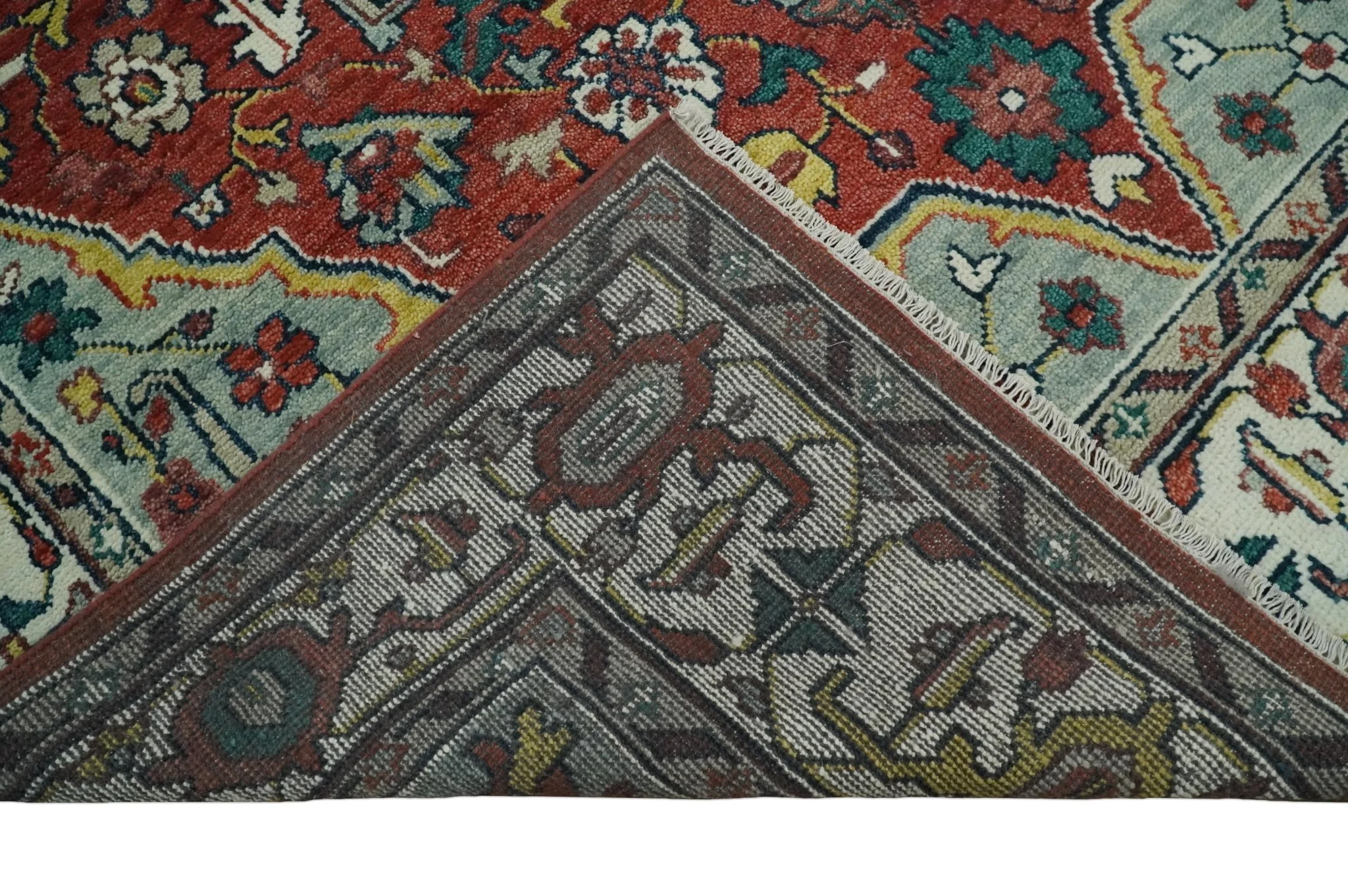 Hand Knotted Antique 8x10 Red and Ivory Traditional Persian Vintage Style Area Rug | TRDC5541014 - Image 7