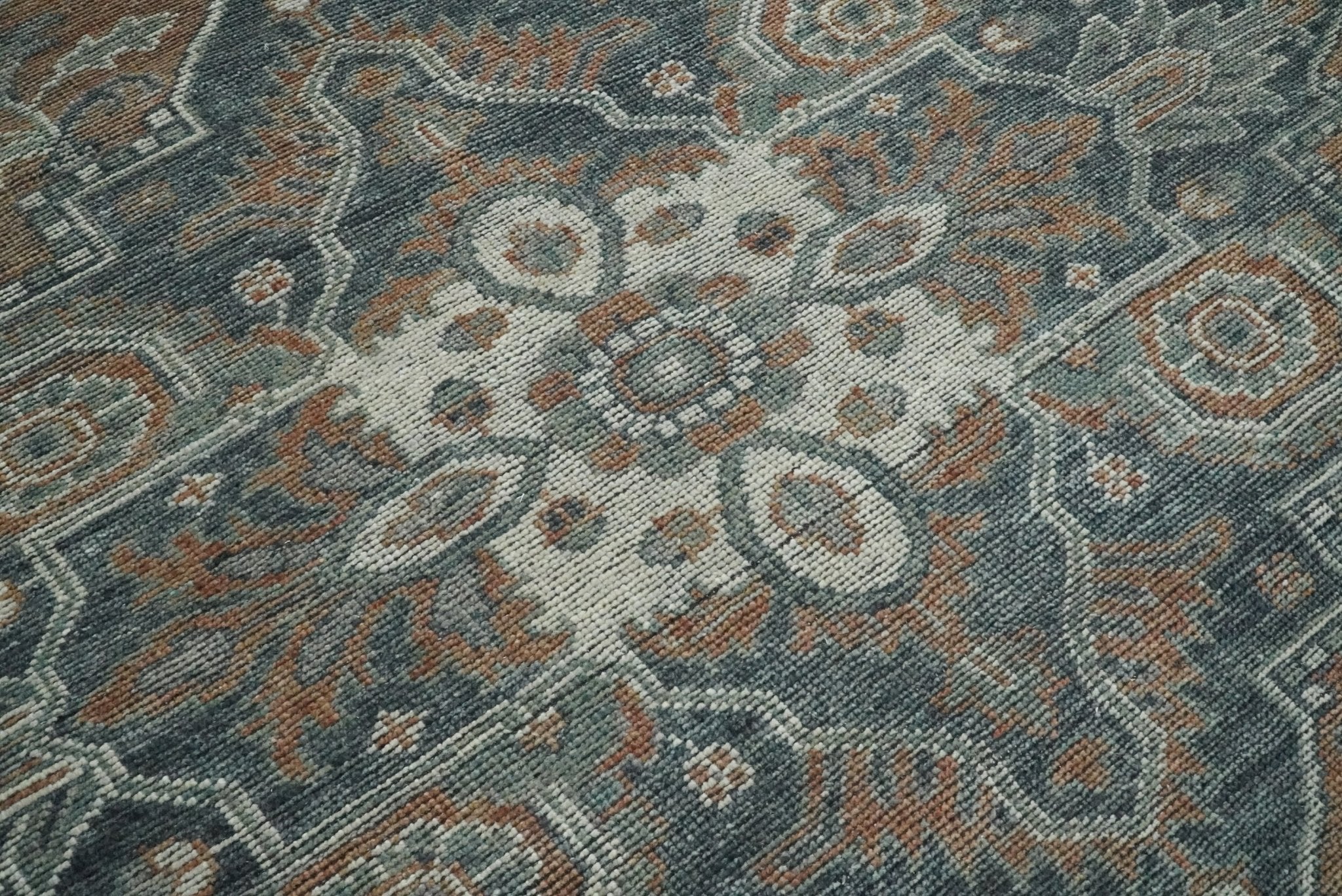 Antique look Vintage Style Distressed finished Brown, Ivory and Charcoal Hand Knotted Traditional Heriz serapi multi Size wool Area Rug - Image 3