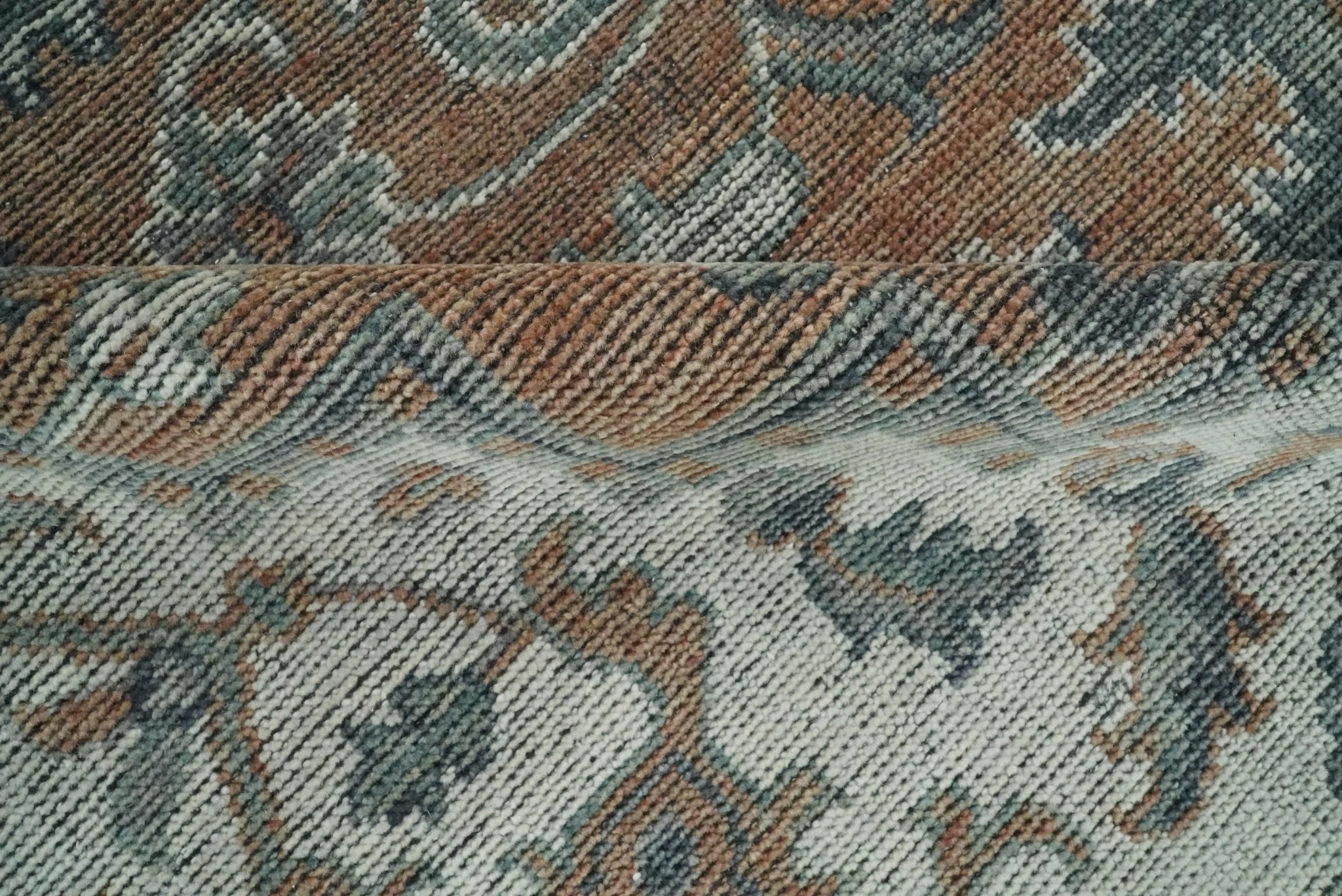 Antique look Vintage Style Distressed finished Brown, Ivory and Charcoal Hand Knotted Traditional Heriz serapi multi Size wool Area Rug - Image 9