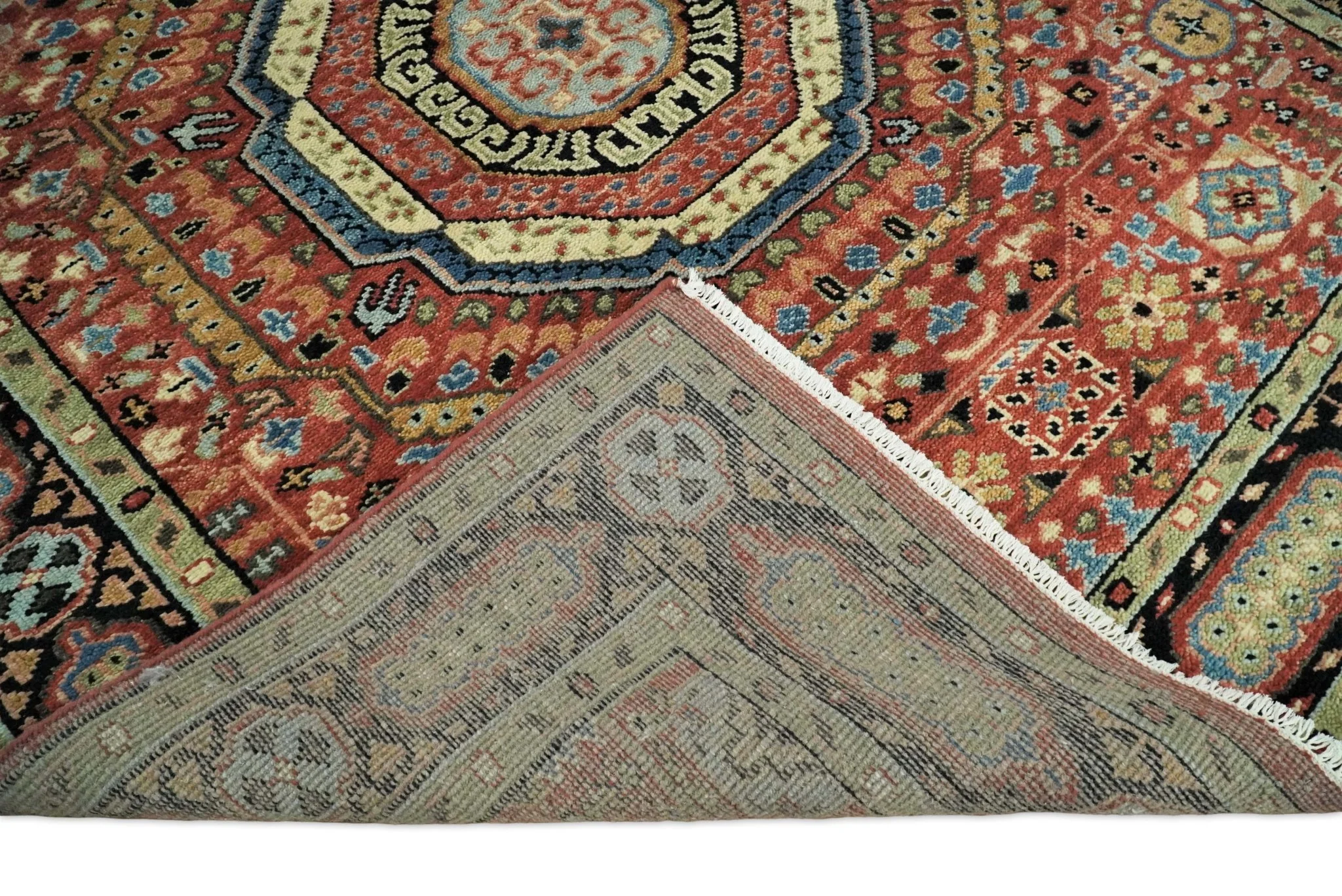 Hand Knotted Traditional Kazak Medallion Rust and Black Multi Size wool Area Rug - Image 11