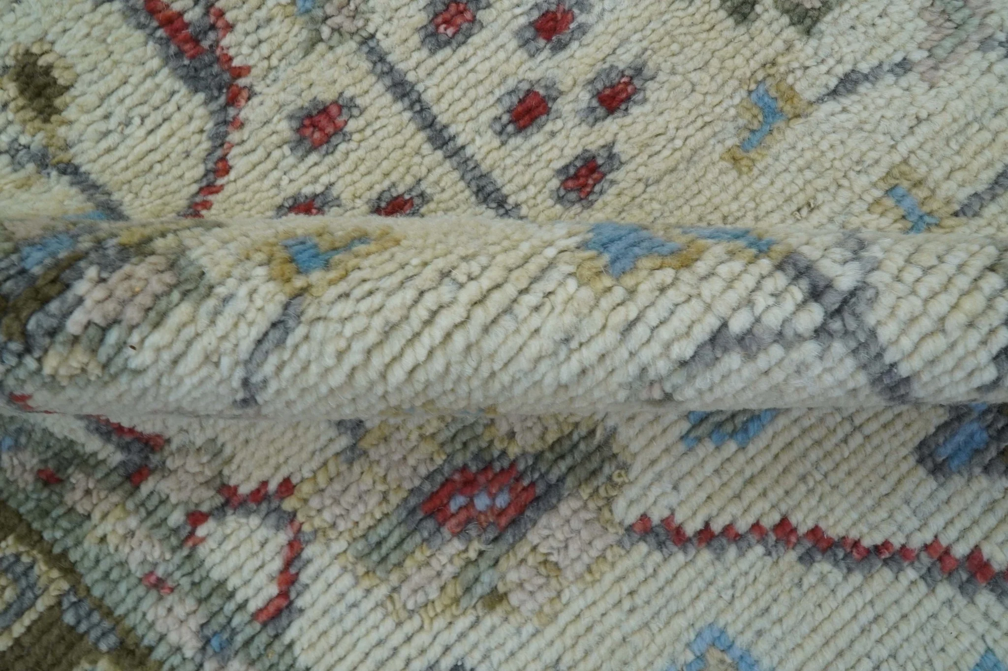 3x5 Hand knotted Beige And Blue Traditional Design Wool Area Rug - Image 5