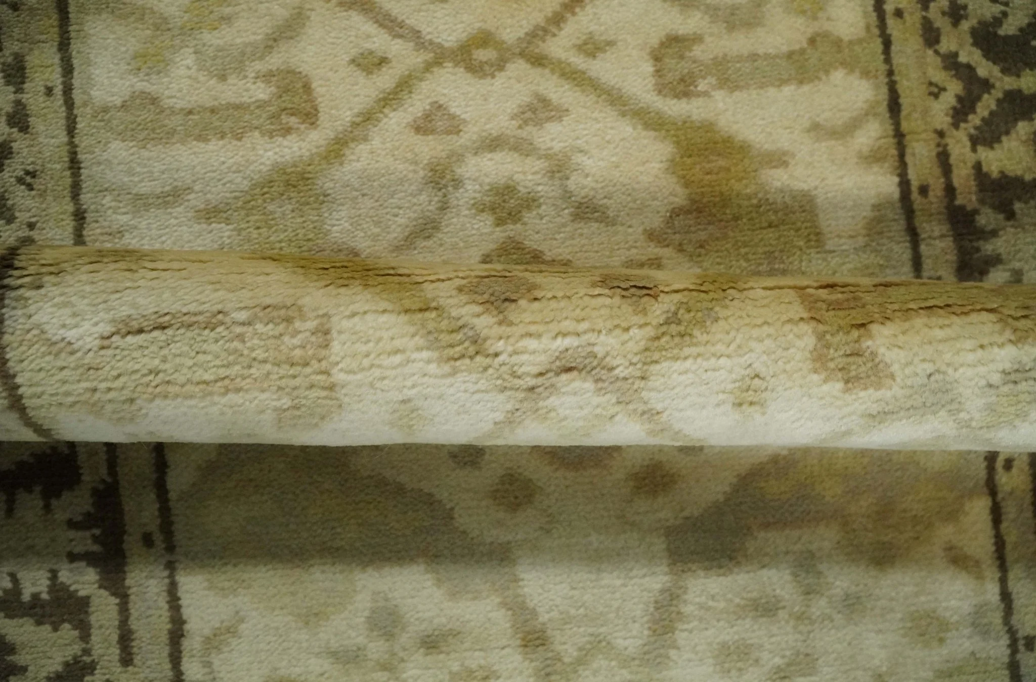 Hand Knotted Beige and Brown Heriz Serapi Traditional Oushak Wool Rug | N349266 - Image 4