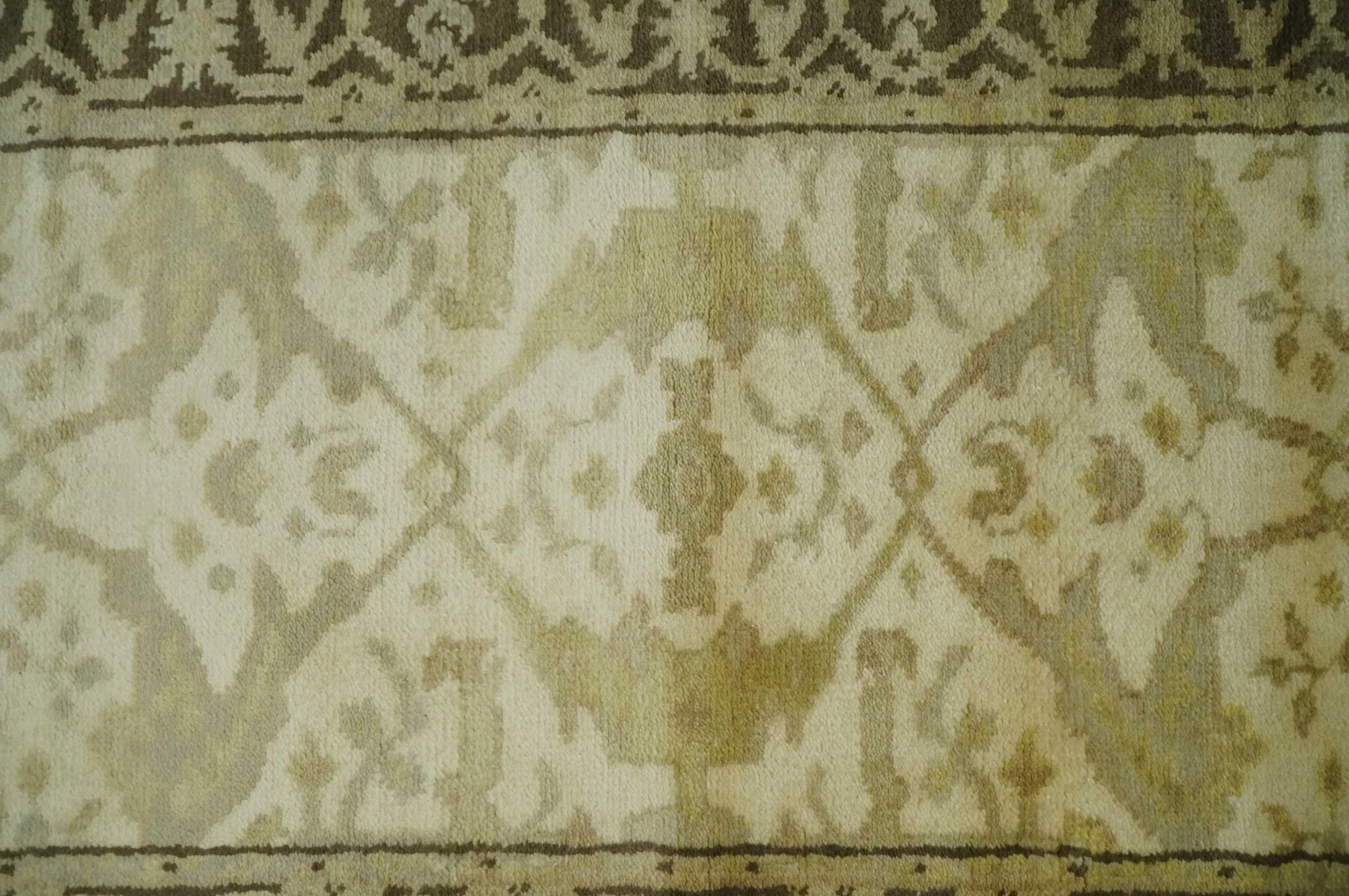 Hand Knotted Beige and Brown Heriz Serapi Traditional Oushak Wool Rug | N349266 - Image 6