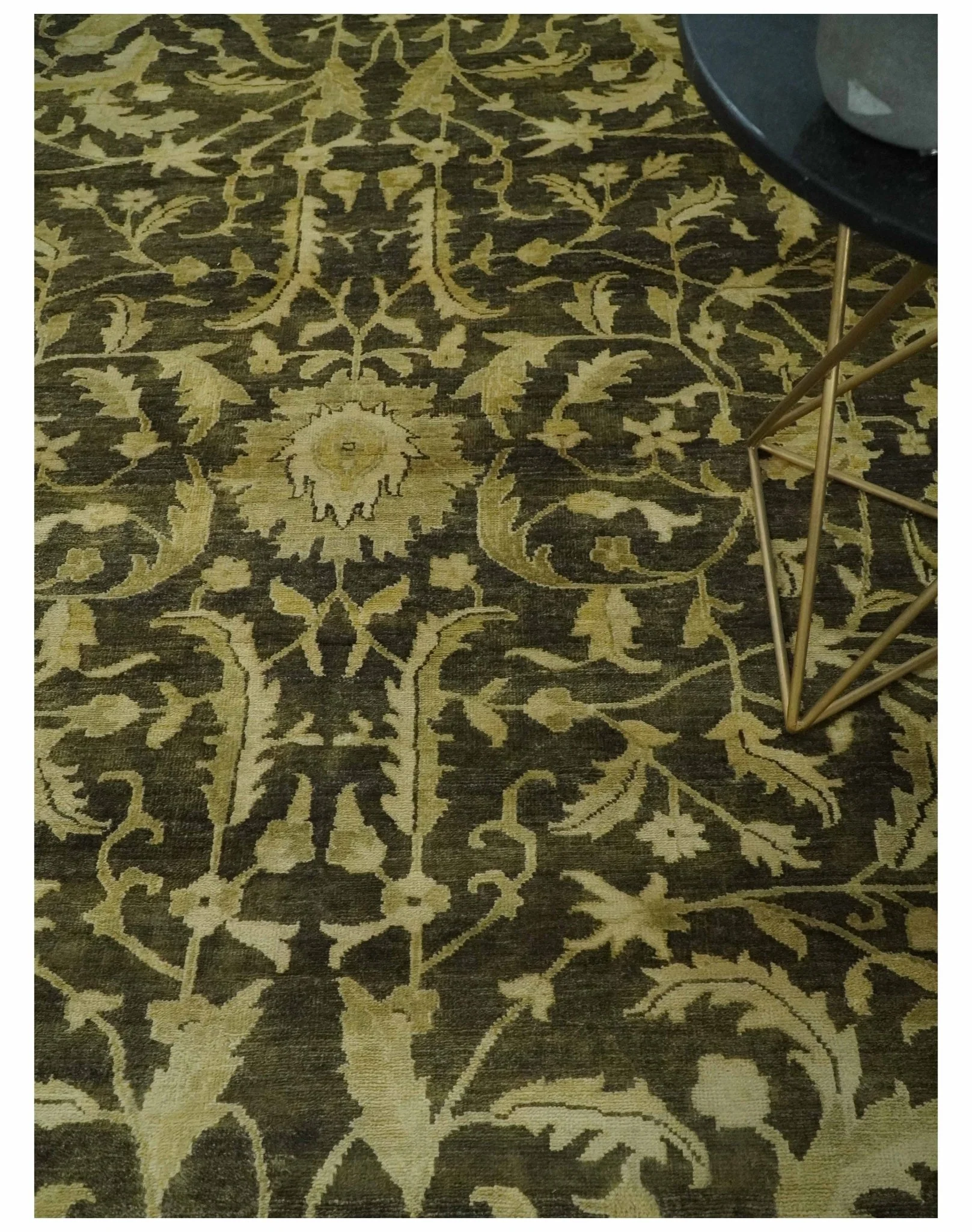 Hand knotted Beige and Olive 10x14 Antique Style Hand knotted Oushak Area Rug - Image 2