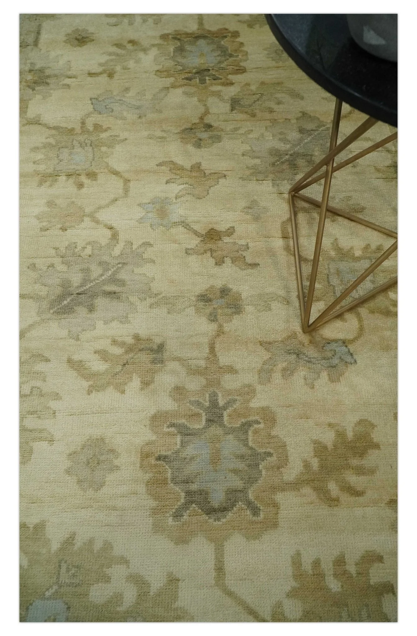 Hand Knotted Beige and Silver Modern Traditional Wool Oushak Area Rug - Image 2