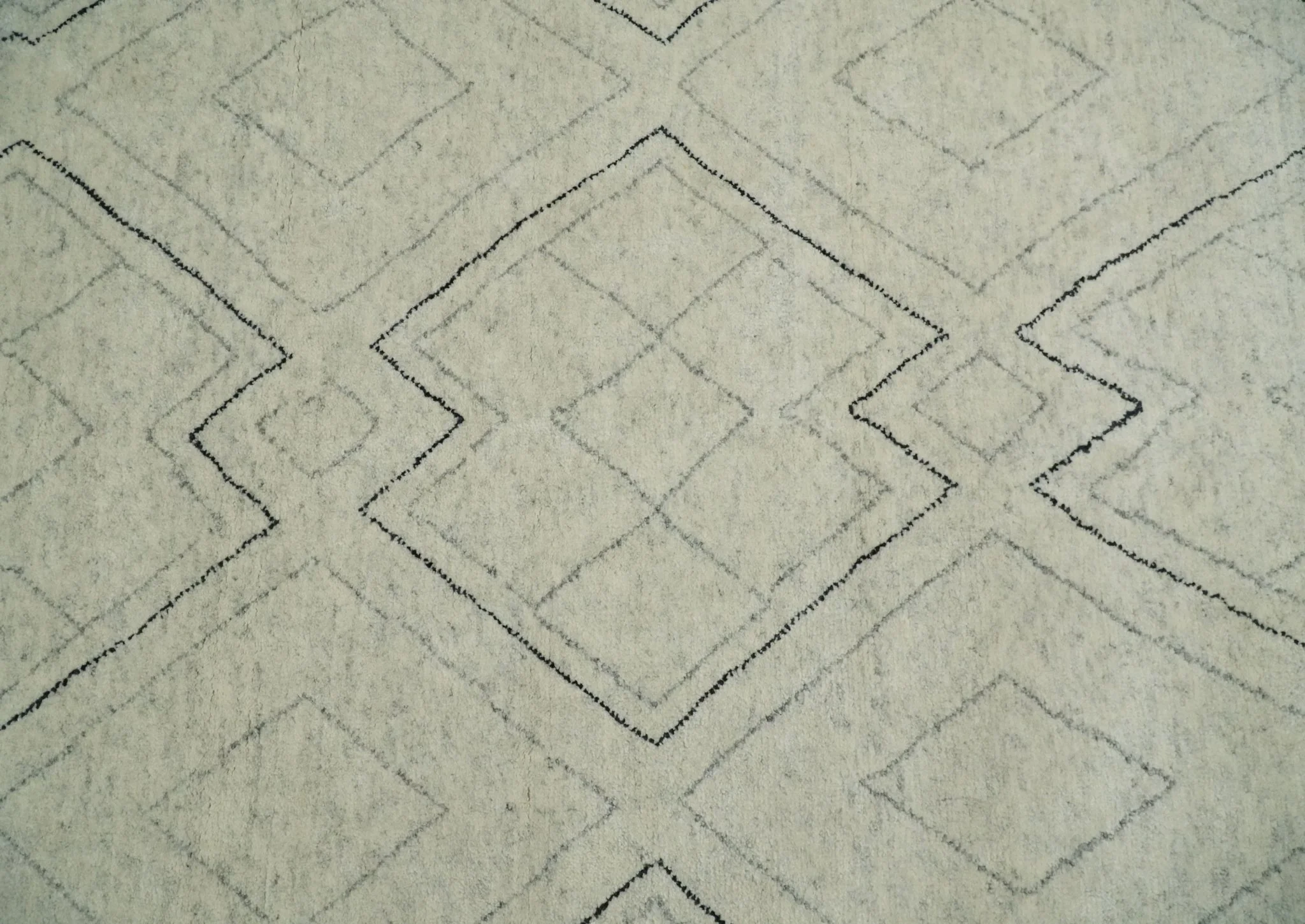 Hand Knotted Beige, Gray and Black 8x10 Trellis Moroccan Rug Made with Fine Wool | TRDCP646810 - Image 12
