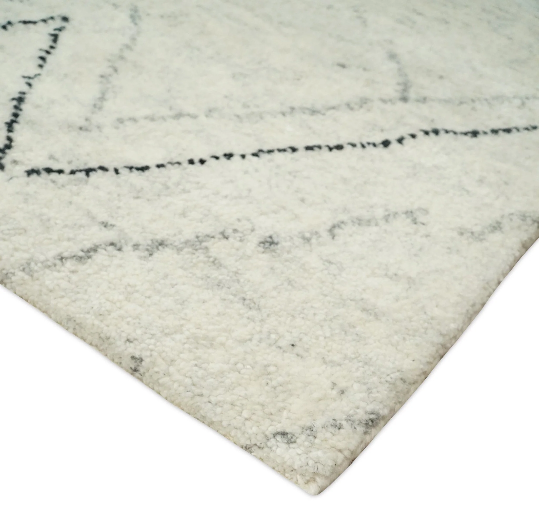 Hand Knotted Beige, Gray and Black 8x10 Trellis Moroccan Rug Made with Fine Wool | TRDCP646810 - Image 5