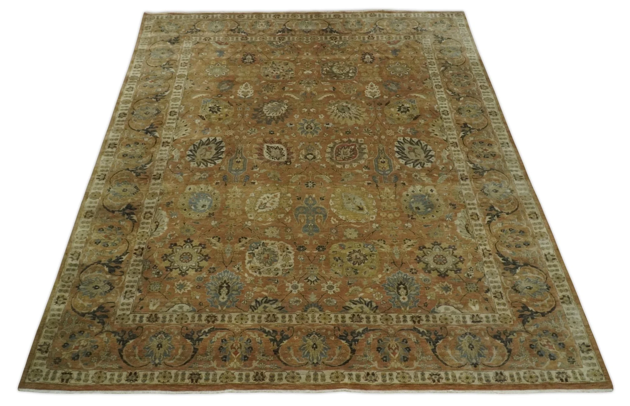 Hand knotted Beige, Ivory and Brown 8x10 Hand knotted Oushak Area Rug - Image 10