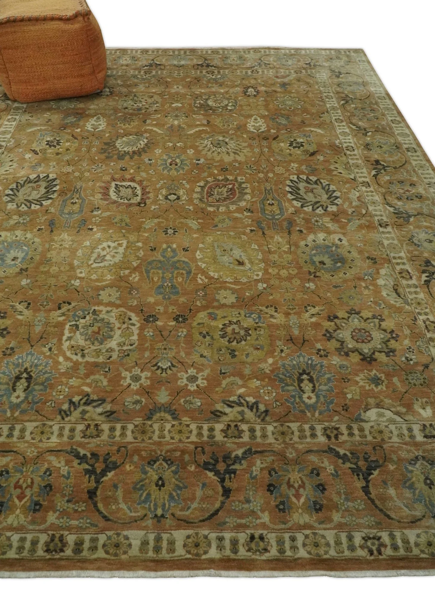 Hand knotted Beige, Ivory and Brown 8x10 Hand knotted Oushak Area Rug - Image 3