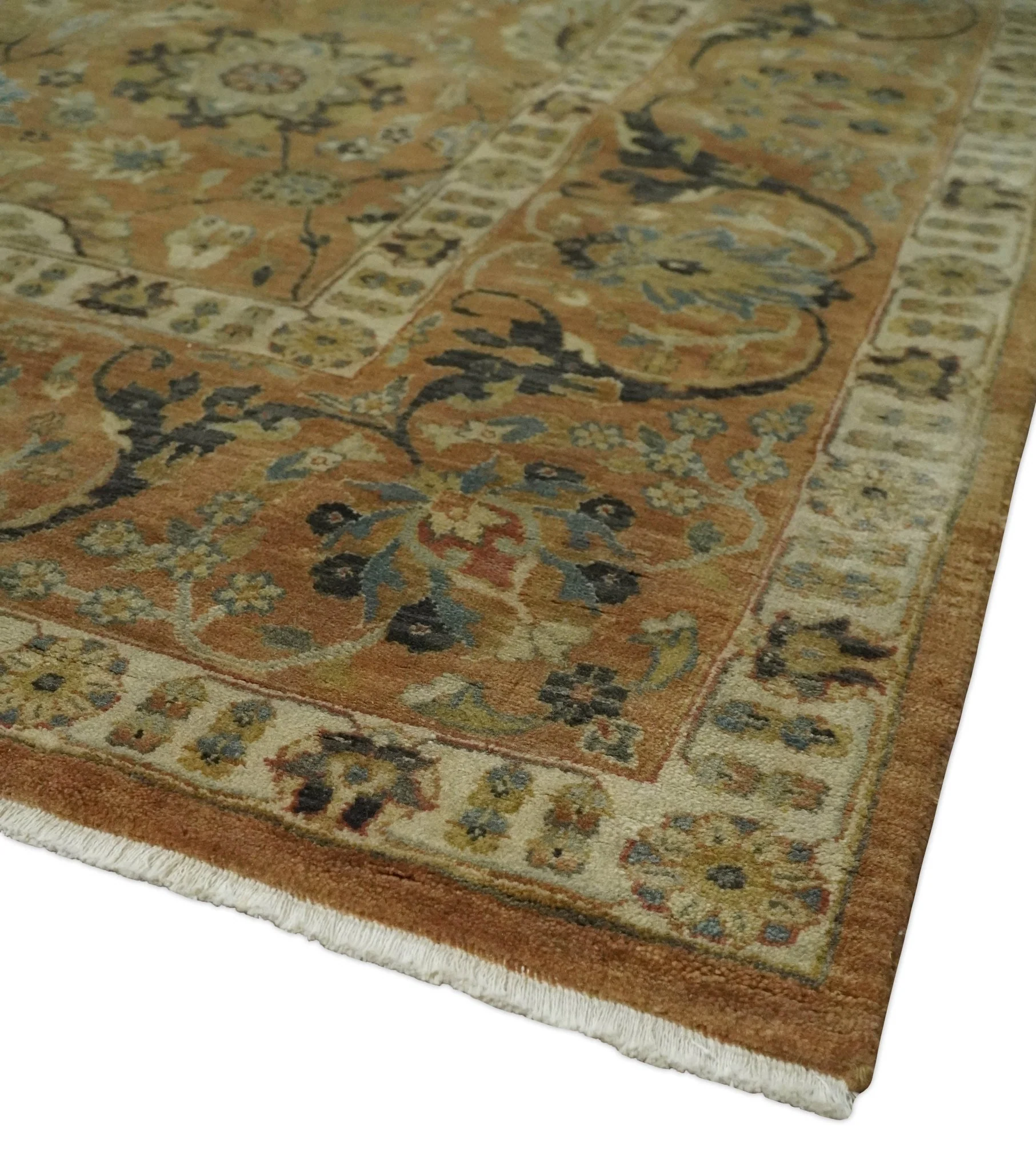 Hand knotted Beige, Ivory and Brown 8x10 Hand knotted Oushak Area Rug - Image 5
