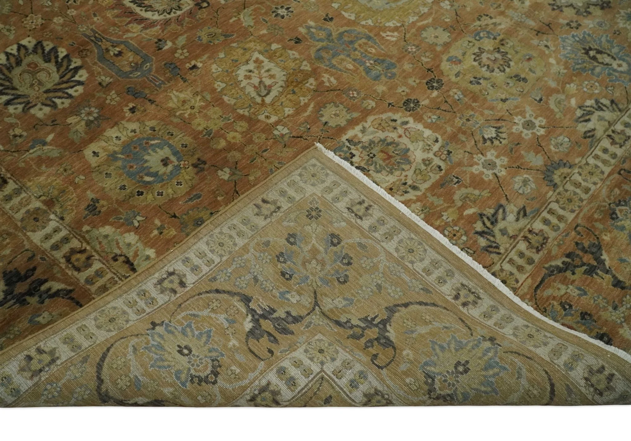 Hand knotted Beige, Ivory and Brown 8x10 Hand knotted Oushak Area Rug - Image 7