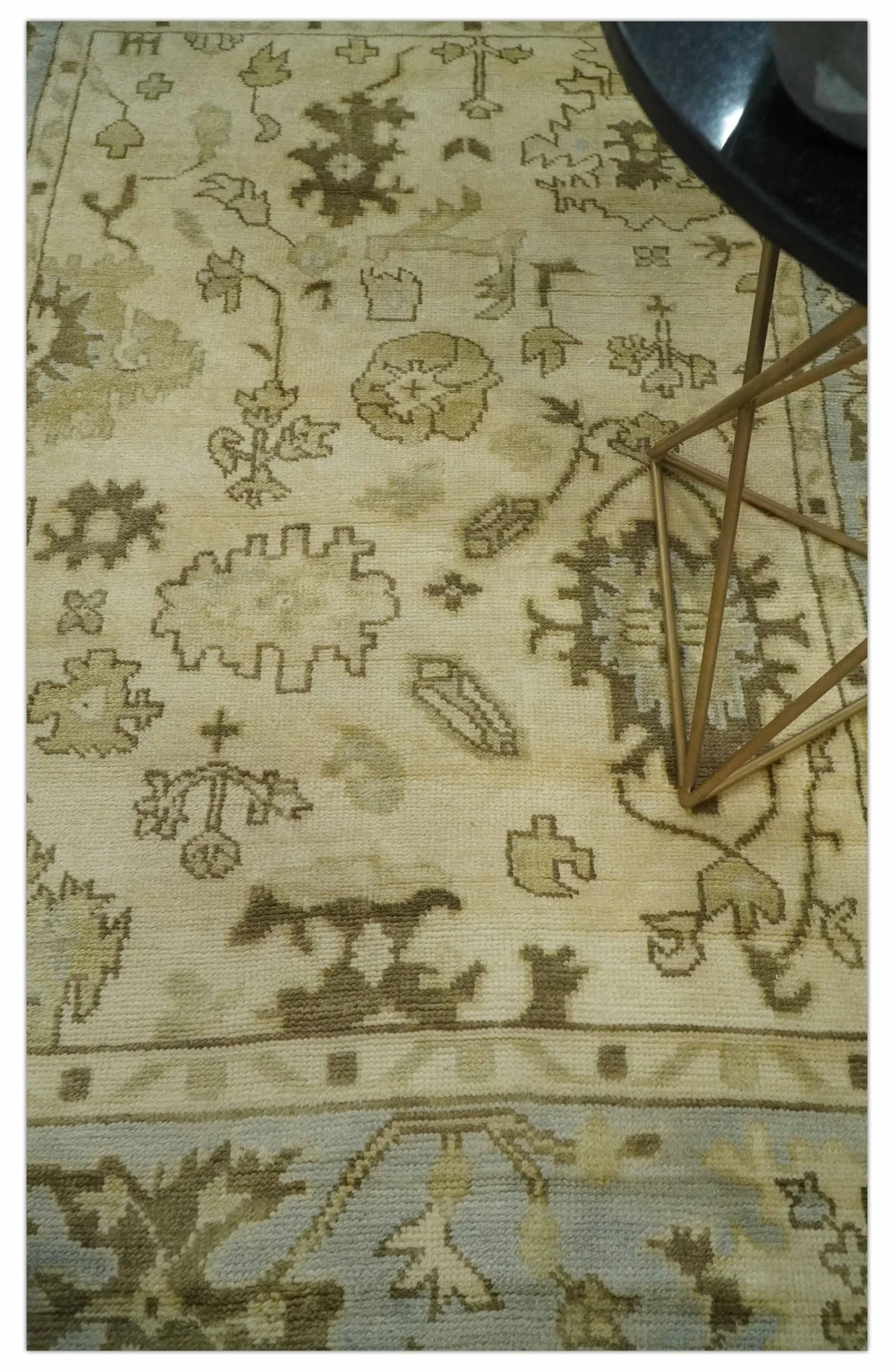 5x7 Hand Knotted Beige, Silver and Brown Traditional oushak Wool Area Rug | N34157 - Image 2
