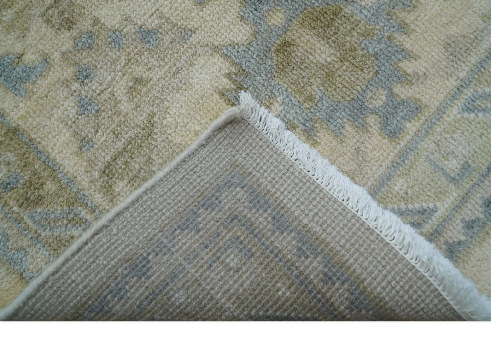 Hand Knotted Beige Traditional Oushak Design 9x12 Wool Rug - Image 5