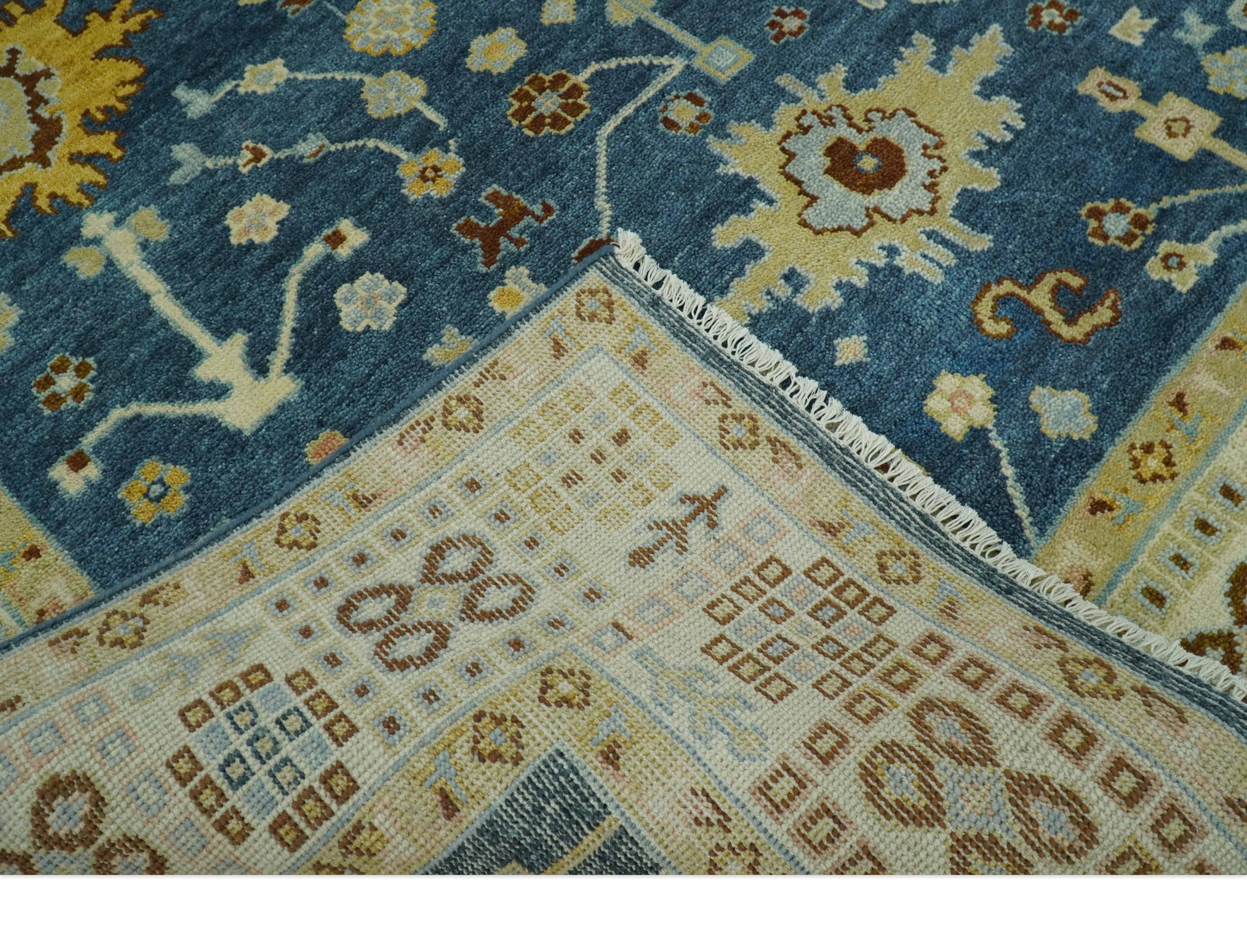 Hand knotted Blue and Beige 8x10 Traditional Oushak wool area rug - Image 8