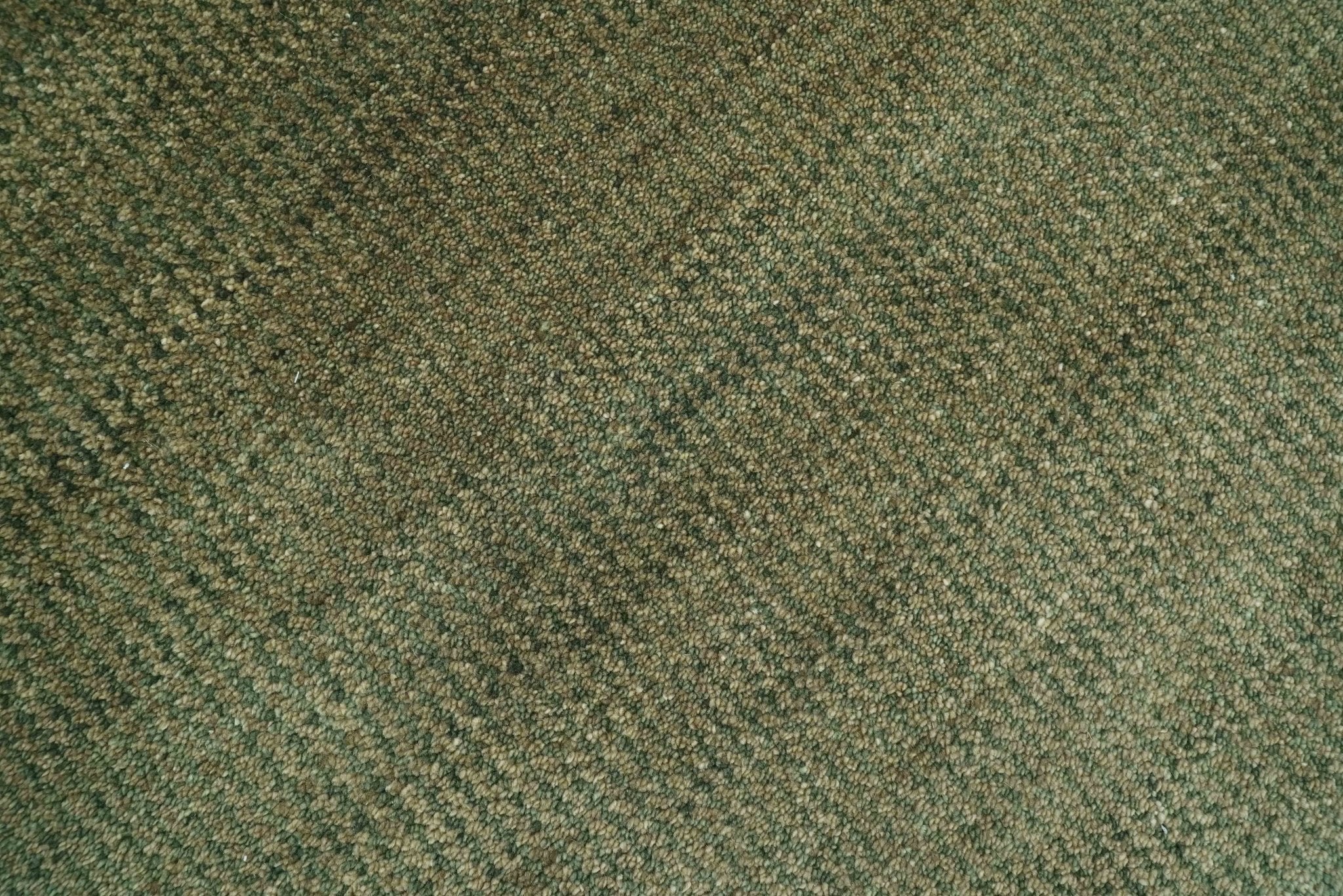 Custom Made Hand Knotted Blue and Brown Stripes Design Contemporary Area Rug - Image 4
