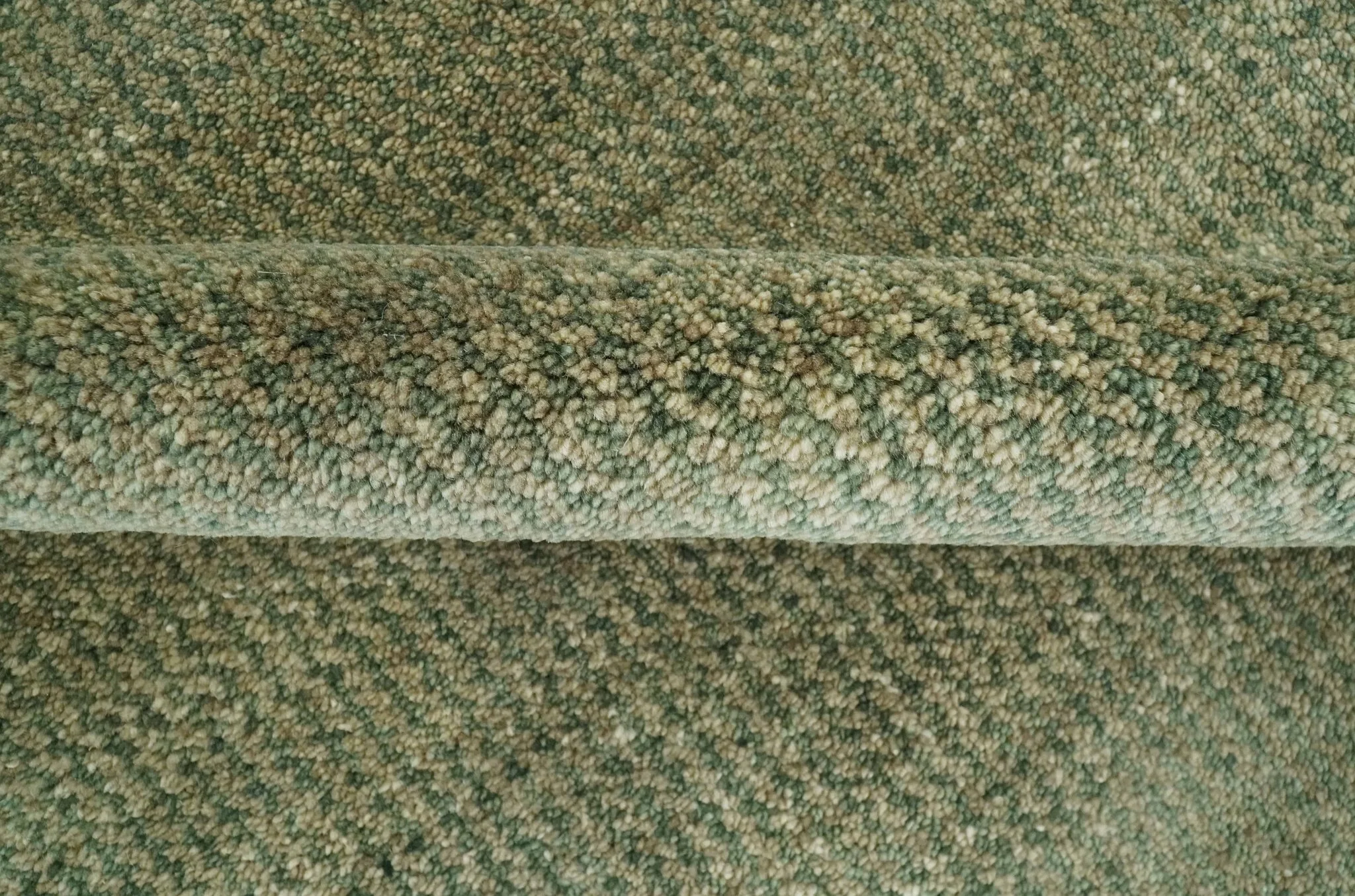 Custom Made Hand Knotted Blue and Brown Stripes Design Contemporary Area Rug - Image 6