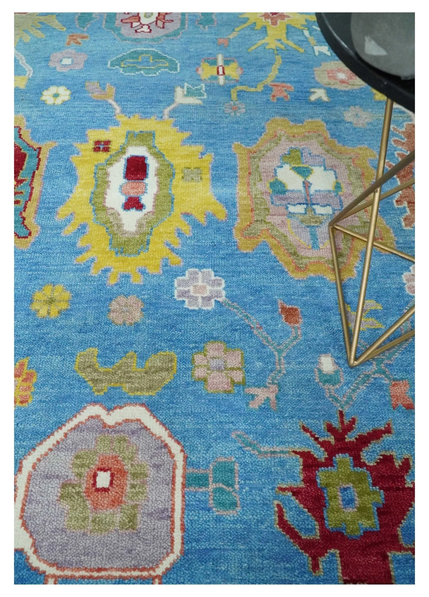 Blue and Ivory Hand Knotted Traditional Oushak Multi Size Wool Area Rug - Image 2