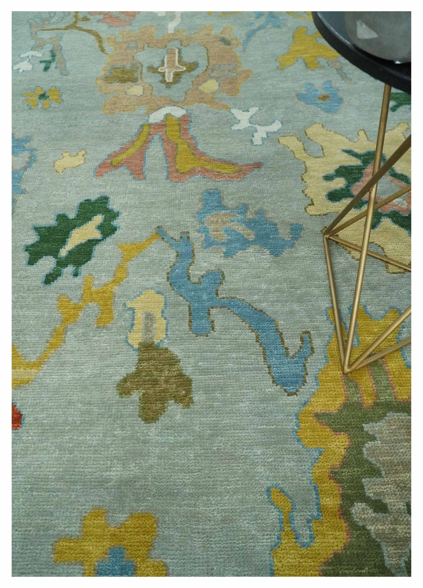 Hand Knotted Gray and Ivory Traditional Oushak Custom Made Wool Area Rug - Image 2